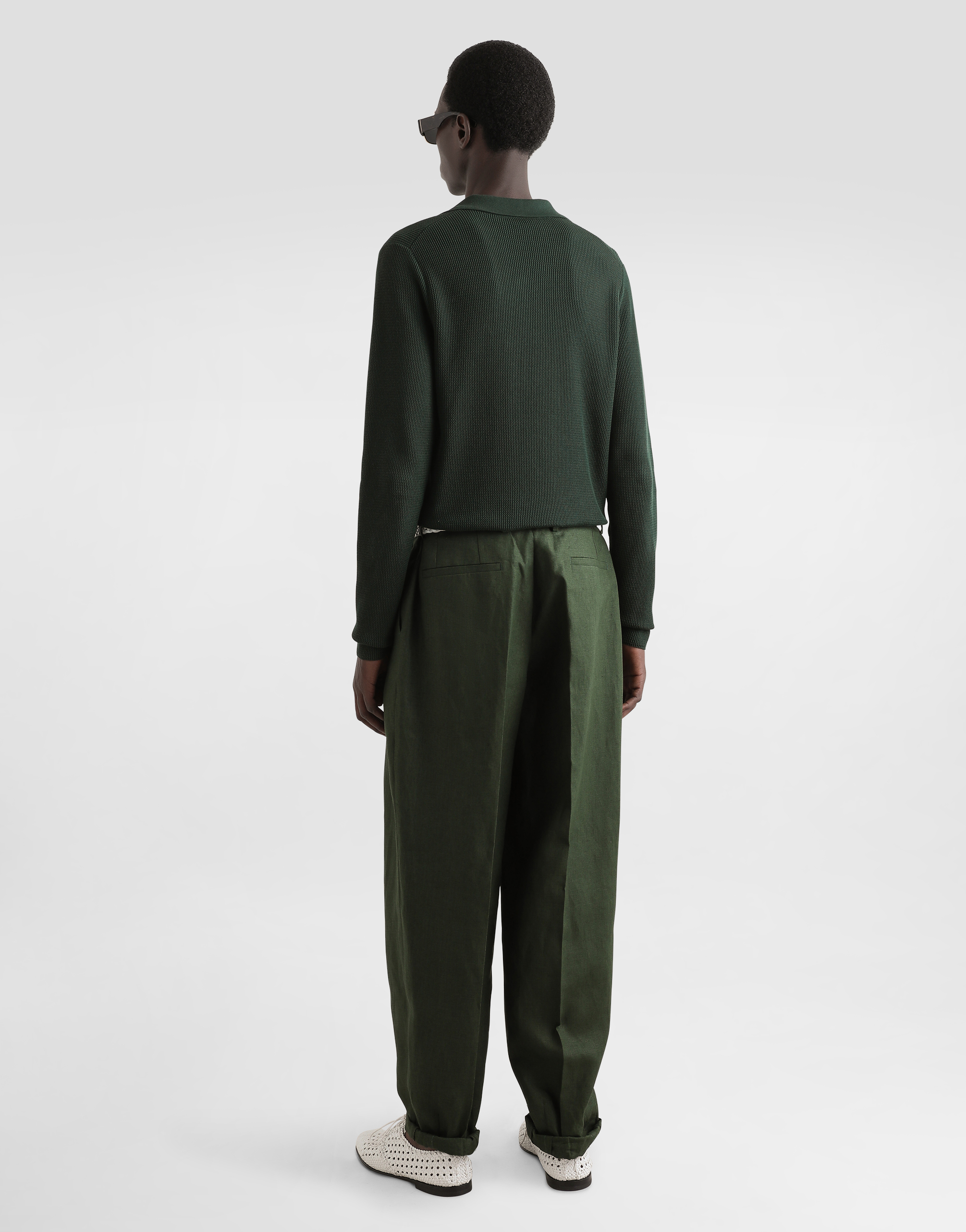 Dolce & Gabbana Linen Fabric Pants In Green