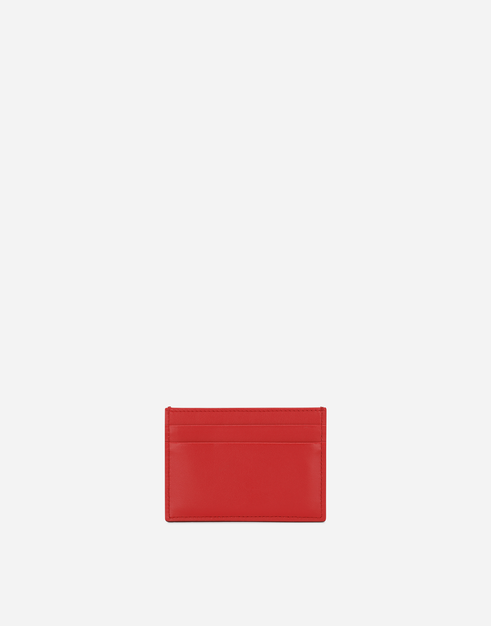 Shop Dolce & Gabbana Calfskin Card Holder With Raised Logo In Red