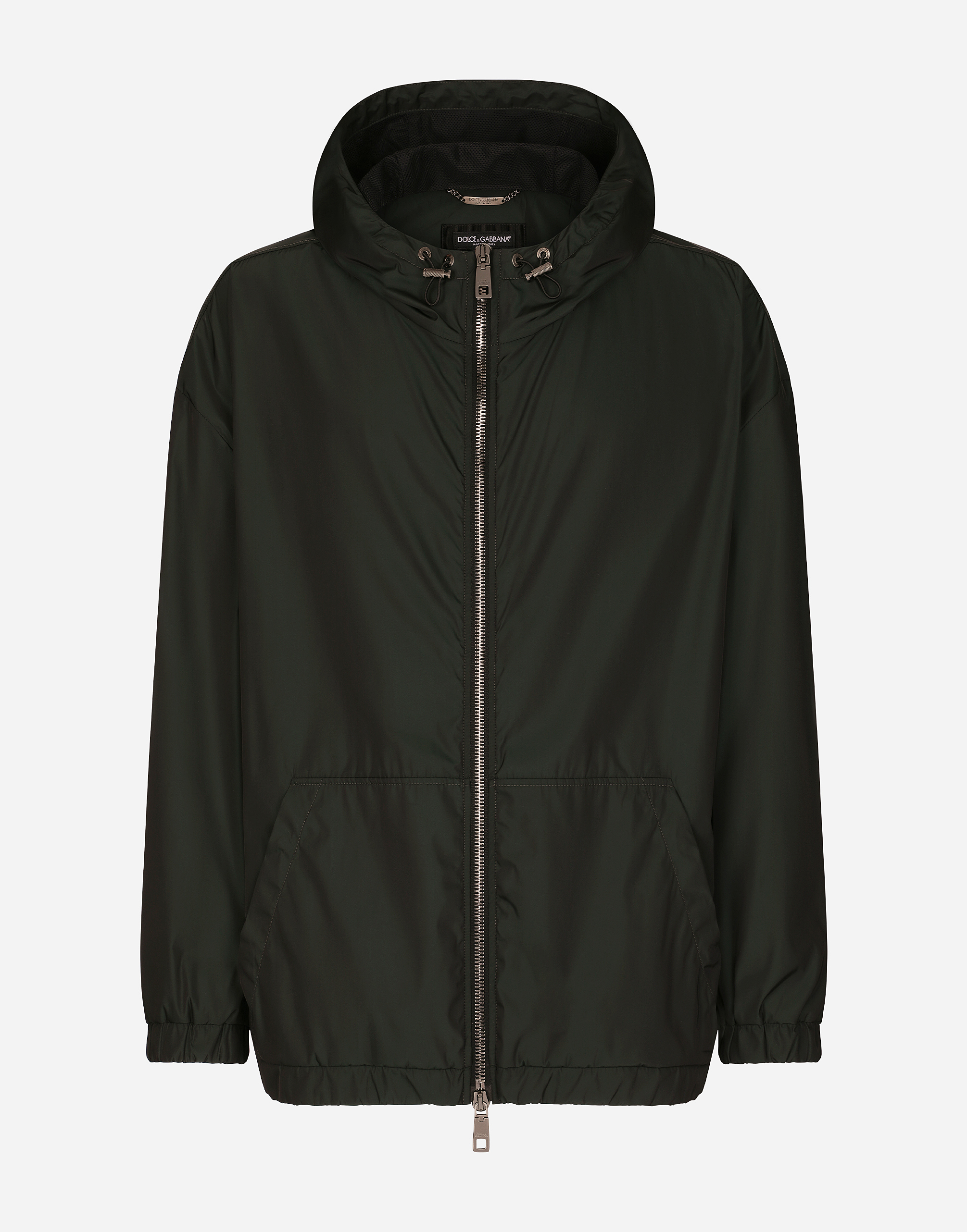 Shop Dolce & Gabbana Nylon Jacket With Hood In Grey