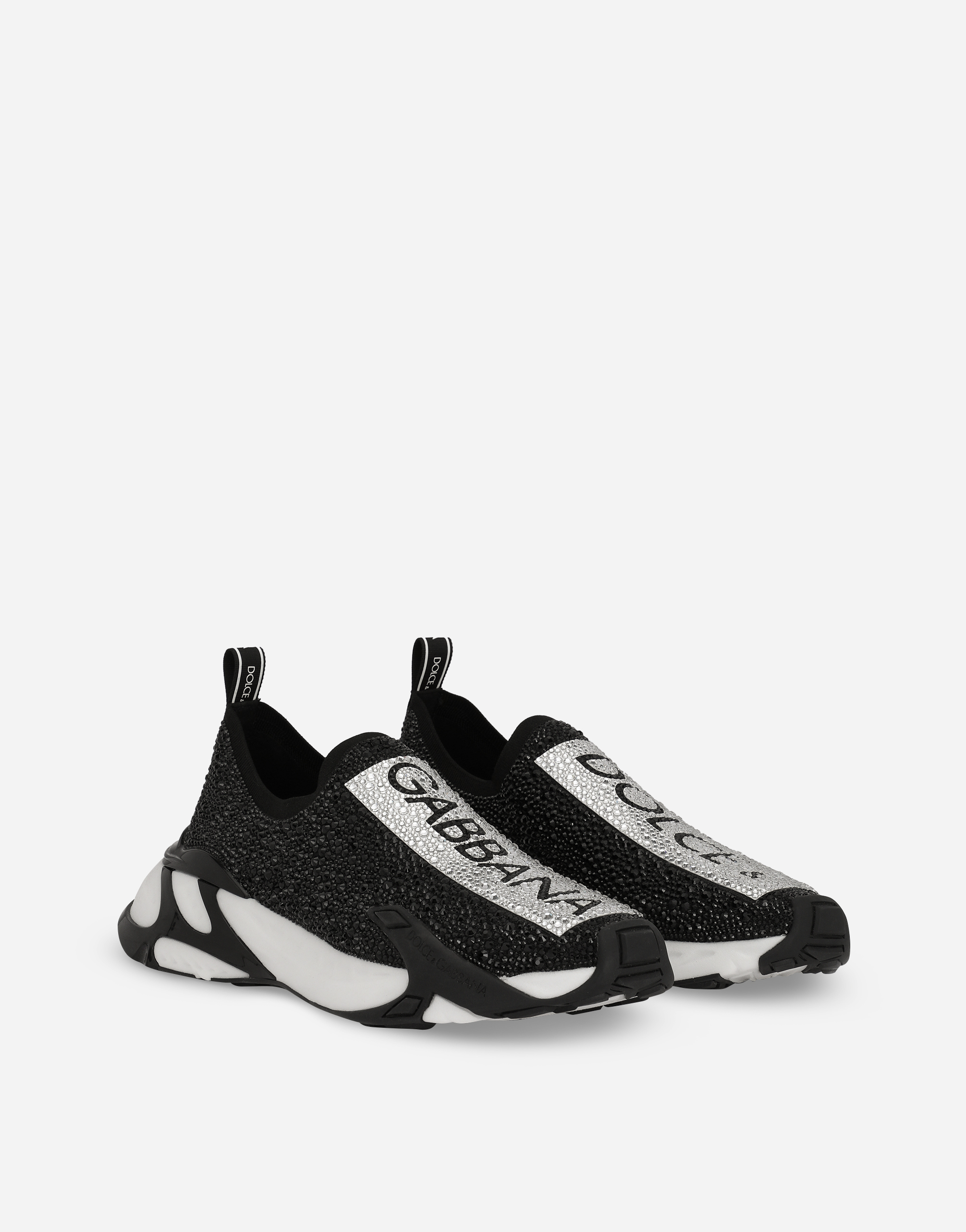 Dolce & Gabbana Fast Sneakers With Fusible Rhinestones In Black