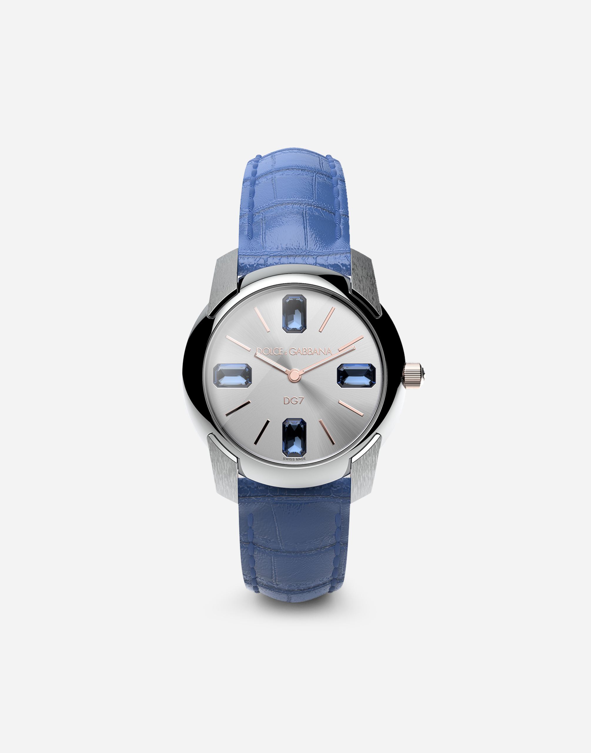Dolce & Gabbana Watch With Alligator Strap In Light Blue