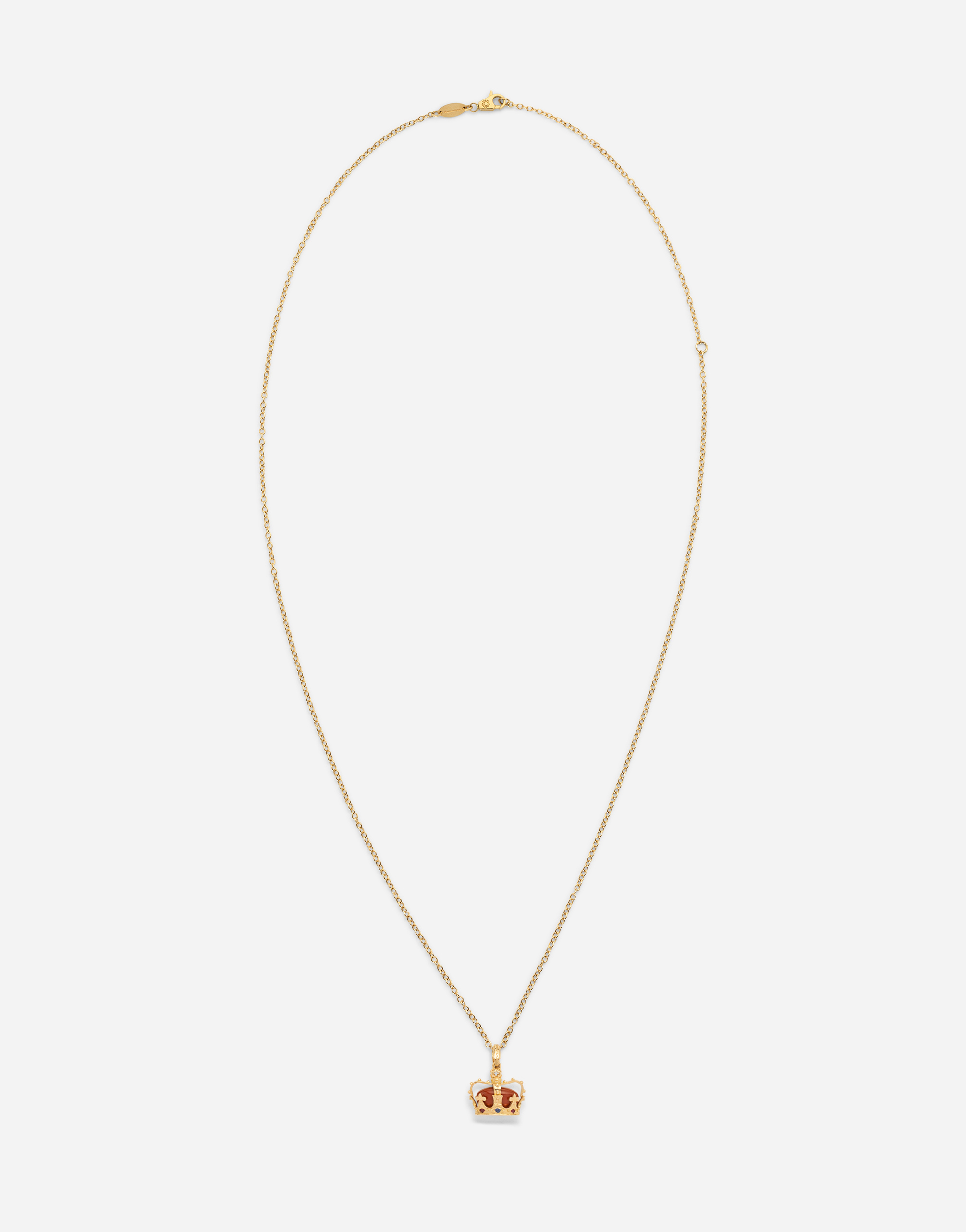 Dolce & Gabbana Crown Yellow Gold Crown Pendant With Red Jasper On The Inside - Man Necklaces Gold Onesize