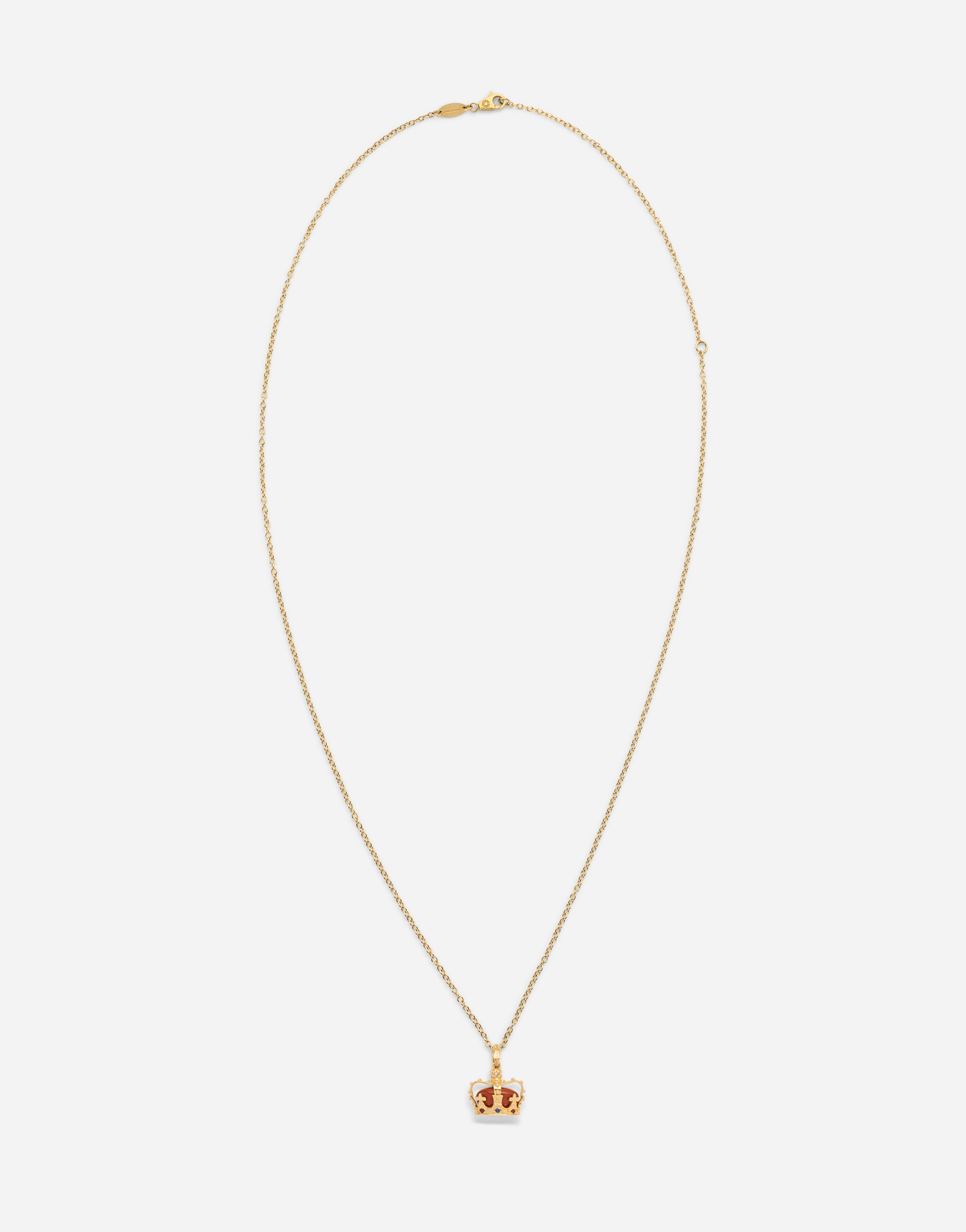 Dolce & Gabbana Crown Yellow Gold Crown Pendant With Red Jasper On The Inside Gold Male Onesize