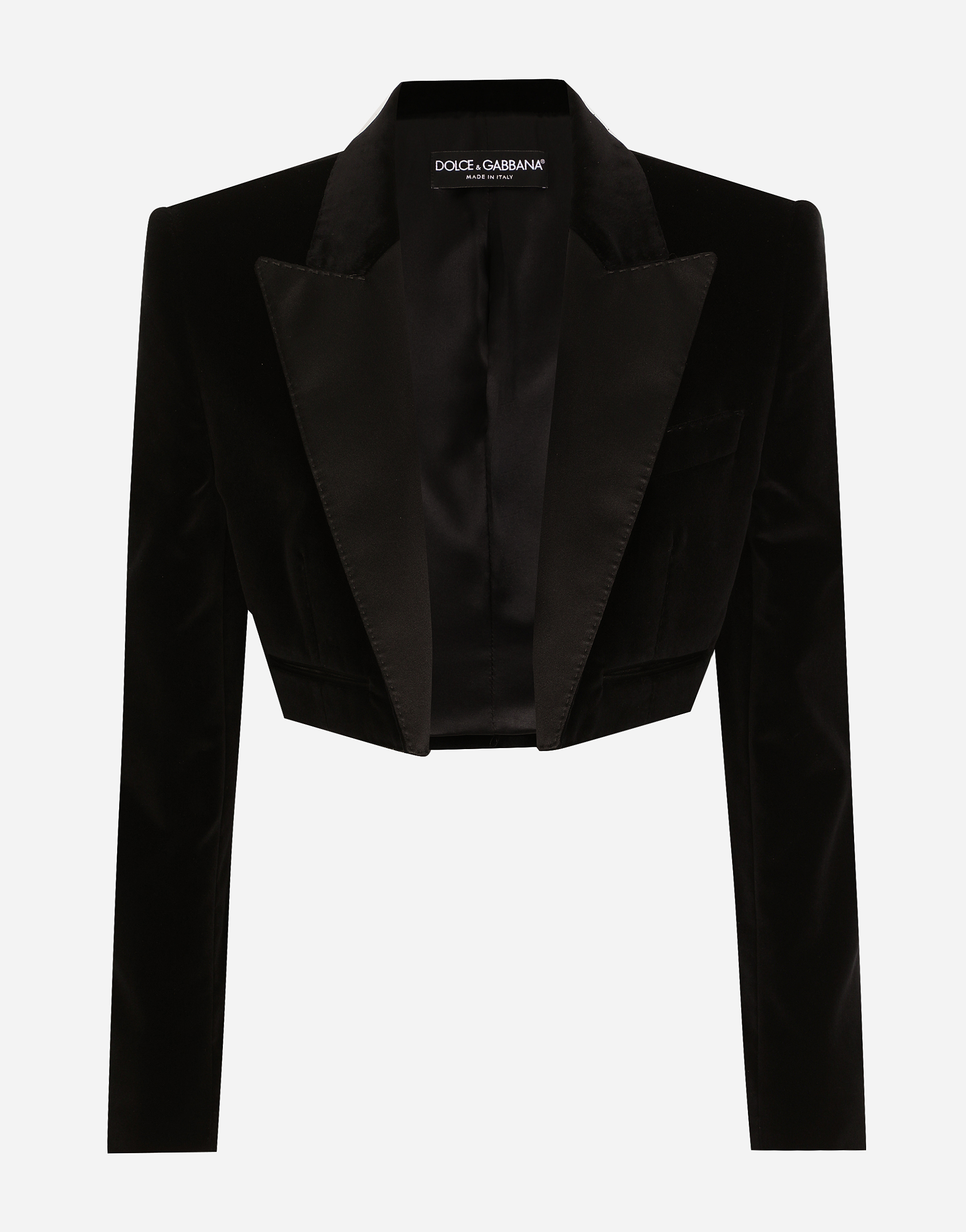 Dolce & Gabbana Velvet Spencer Tuxedo Jacket - Woman Blazers Black