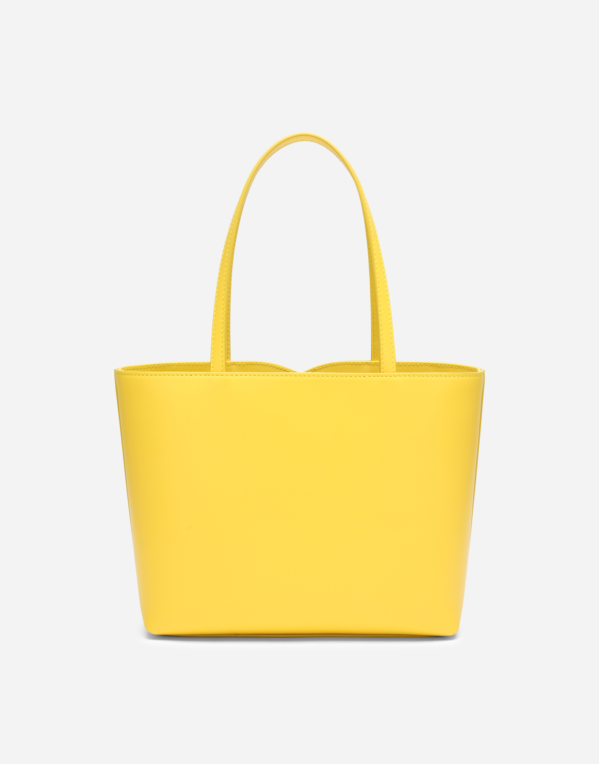 Shop Dolce & Gabbana Small Calfskin Dg Logo Shopper In Yellow