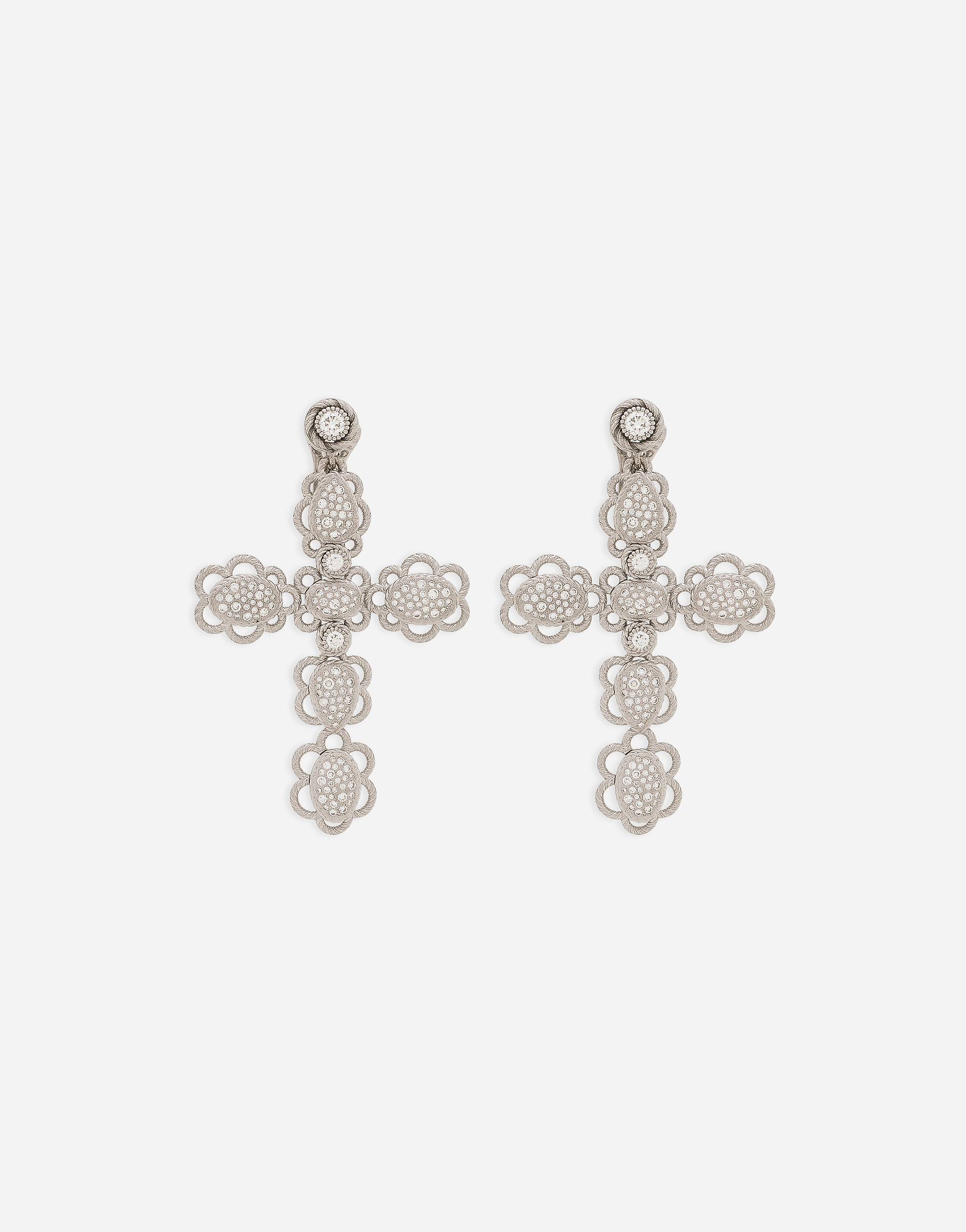 DOLCE & GABBANA EASY DIAMOND EARRINGS IN WHITE GOLD 18KT AND DIAMONDS PAVÉ