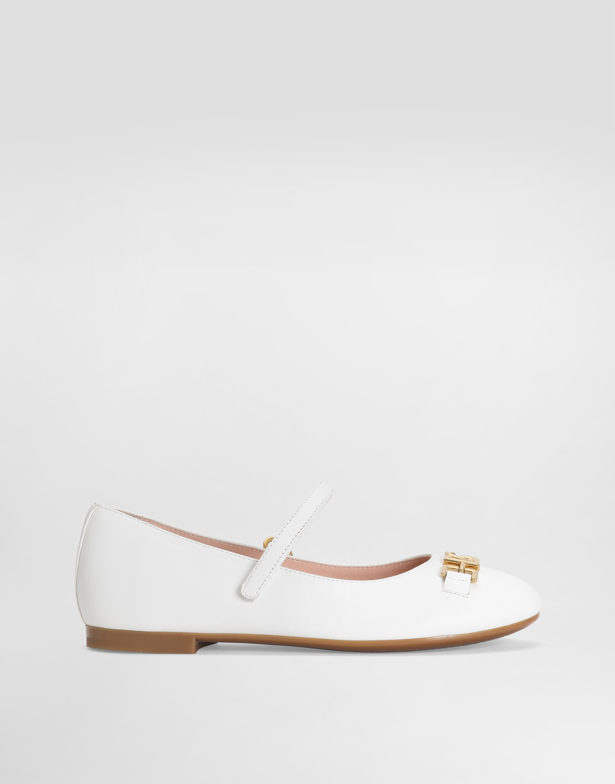 Dolce & Gabbana Nappa Lambskin Ballet Flats In White
