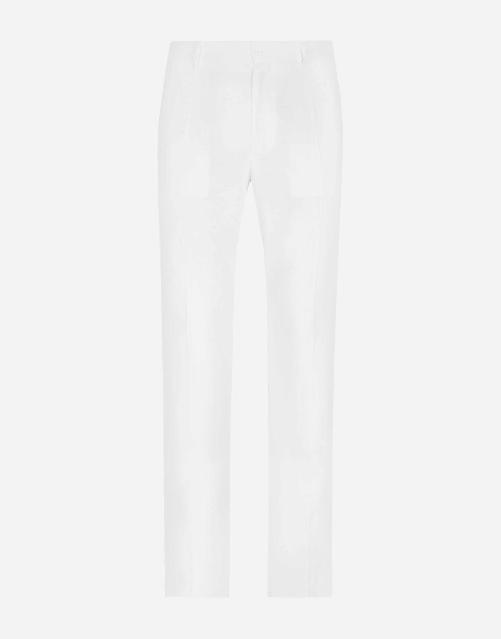 Dolce & Gabbana Pantalone Sartoriale In Lino Stretch In Bianco Ottico