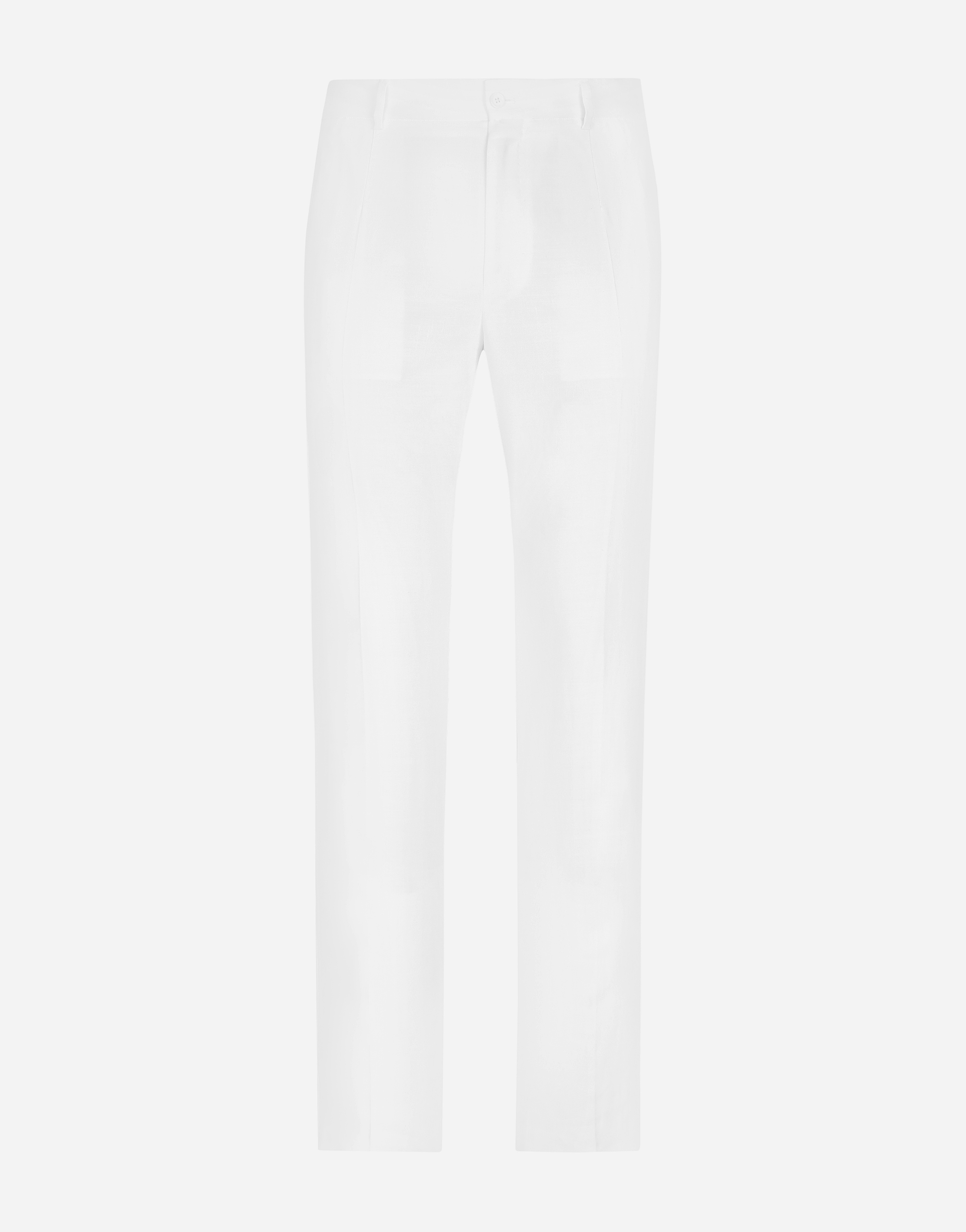 Dolce & Gabbana Button-fastening Linen-blend Wide-leg Trousers In Bianco Ottico