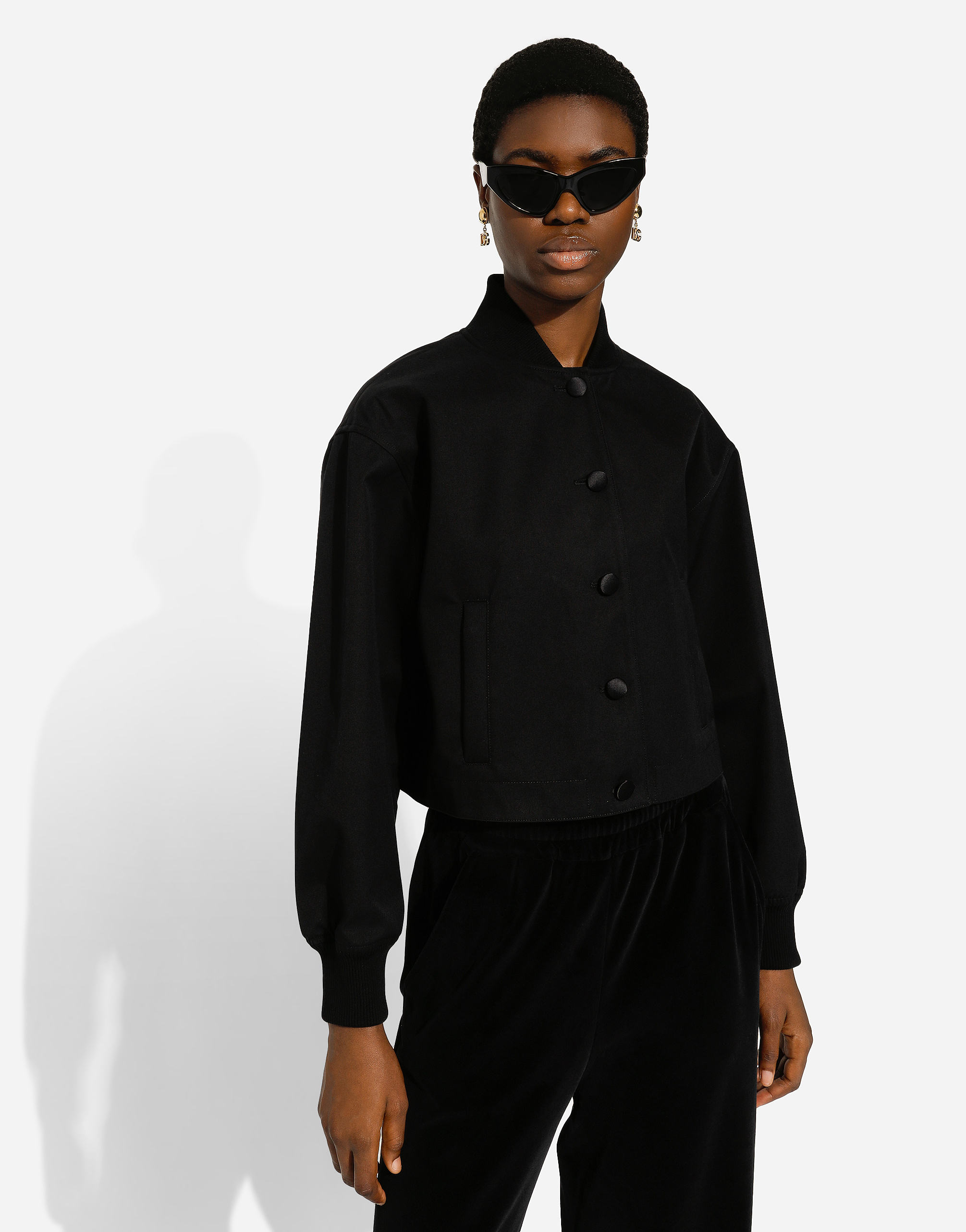 Dolce & Gabbana High Collar Long Sleeve Casual Jacket In Black