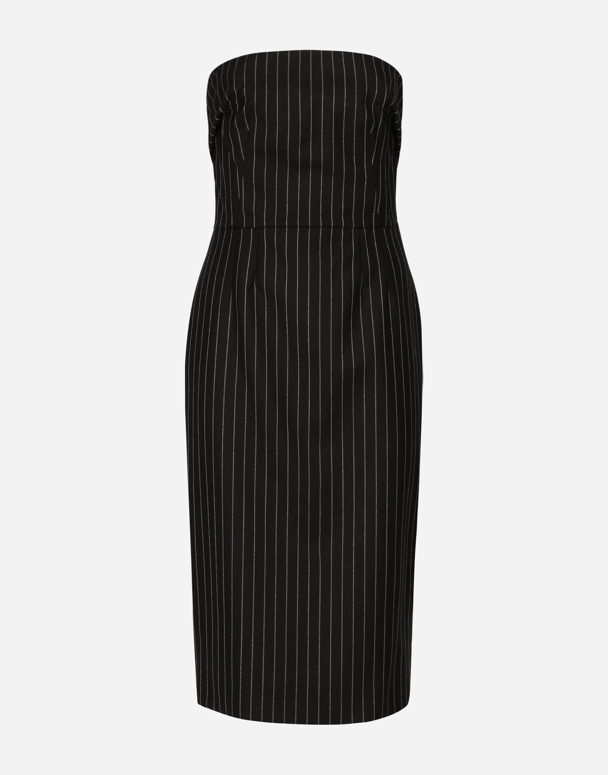 Dolce & Gabbana Woolen Fabric Pinstripe Midi Dress - Woman Dresses Multi-colored