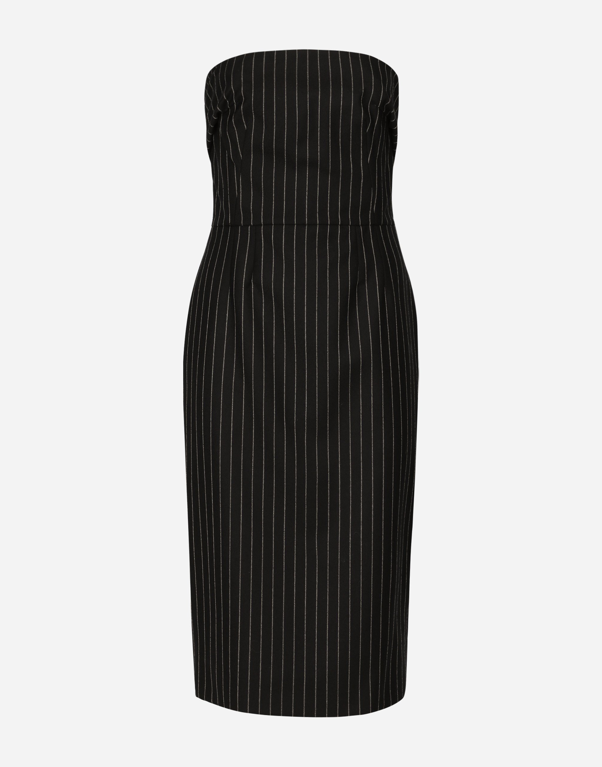 Dolce & Gabbana Woolen Fabric Pinstripe Midi Dress - Woman Dresses Multi-colored