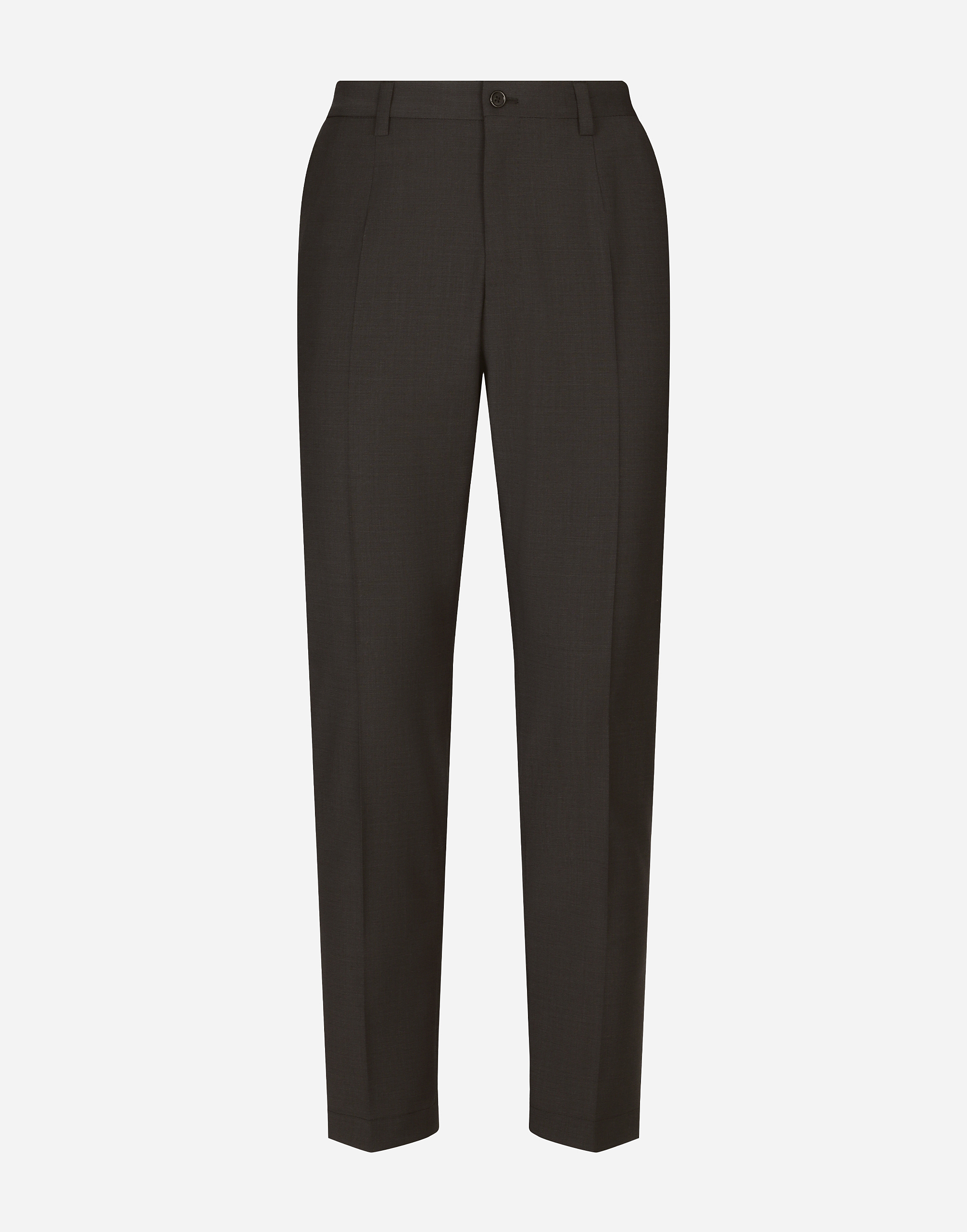 Dolce & Gabbana Stretch Cotton Pants With Dg Patch - Man Pants And Shorts Gray Wool