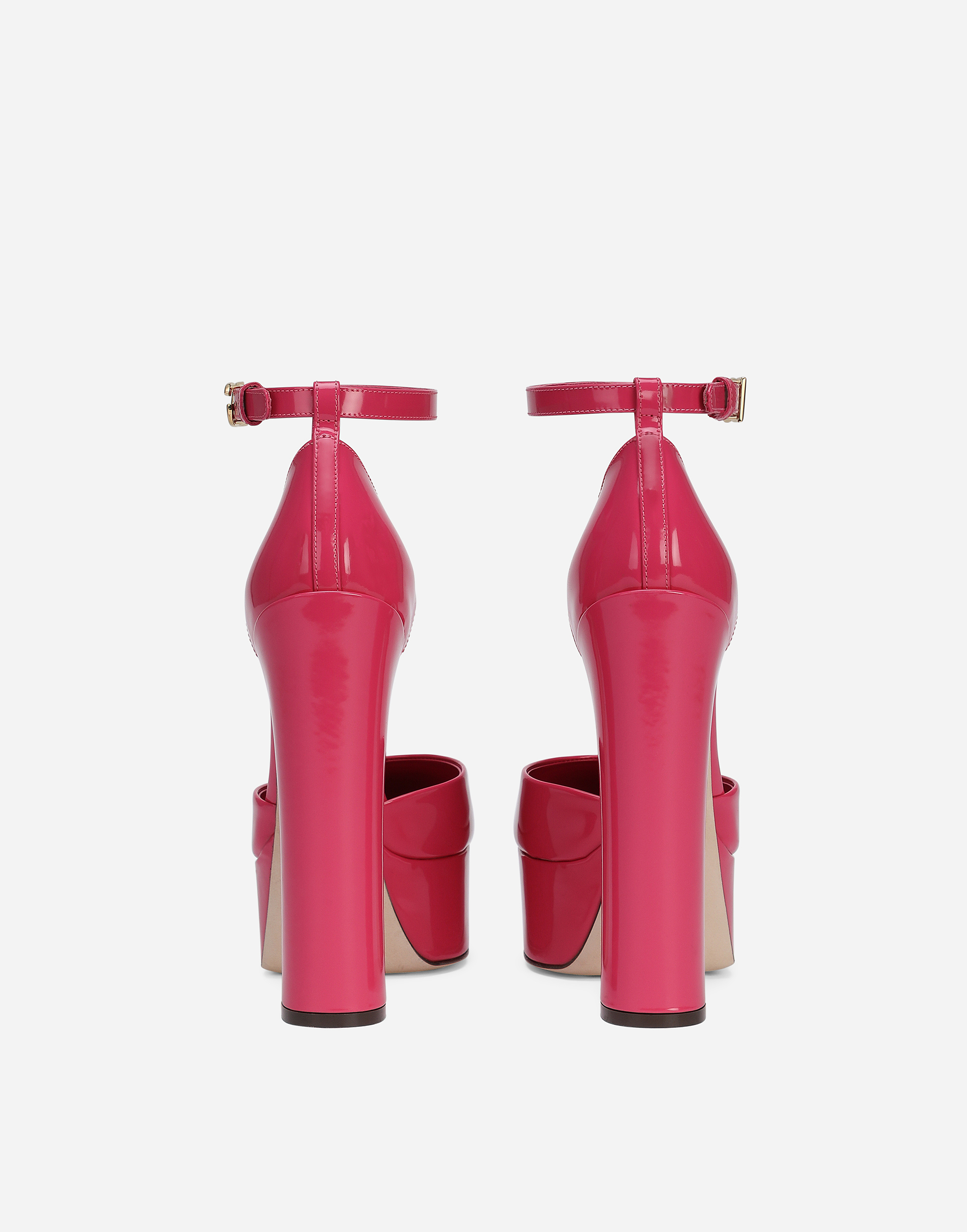 Shop Dolce & Gabbana Polished Calfskin Platforms In Pink