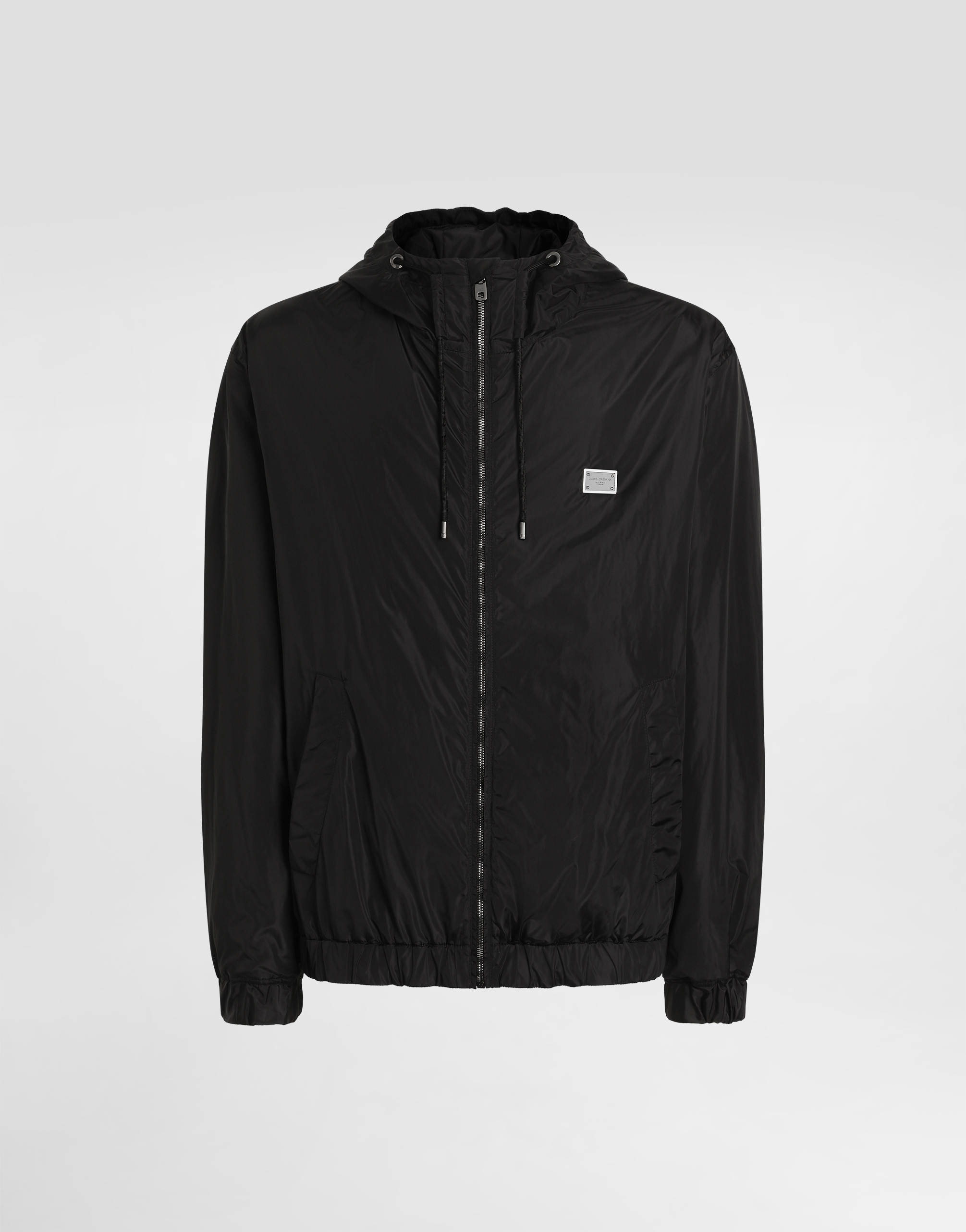 Dolce & Gabbana Technical Fabric Jacket With Hood And Tag - Man Coats And Jackets Black