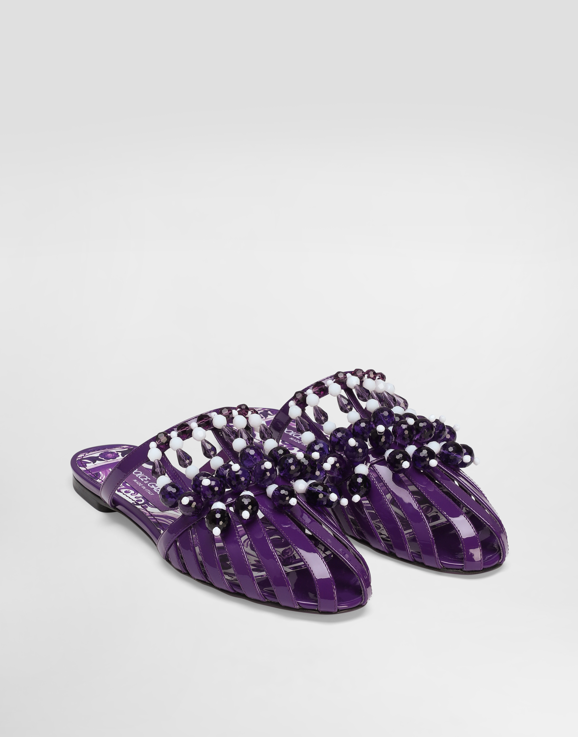 Dolce & Gabbana Patent Leather Sandal With Stones