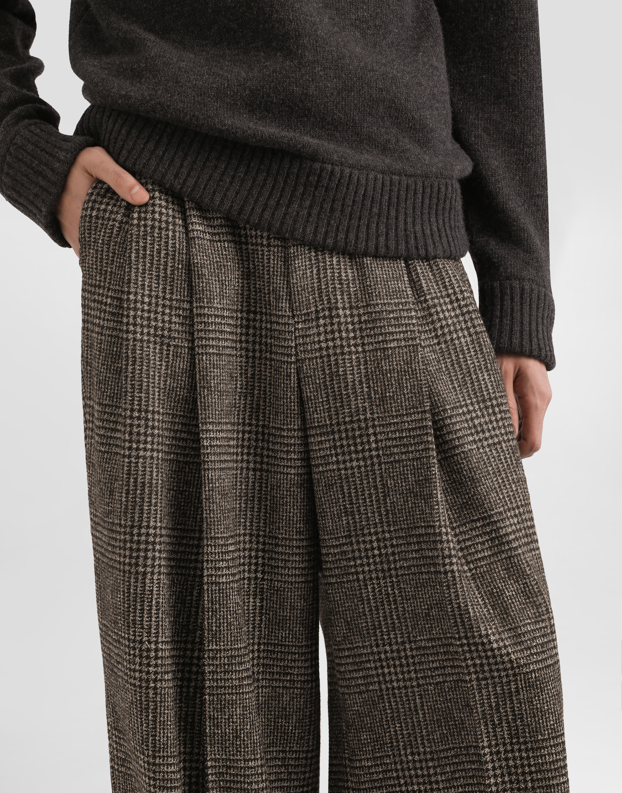 Alpaca blend glen plaid trousers