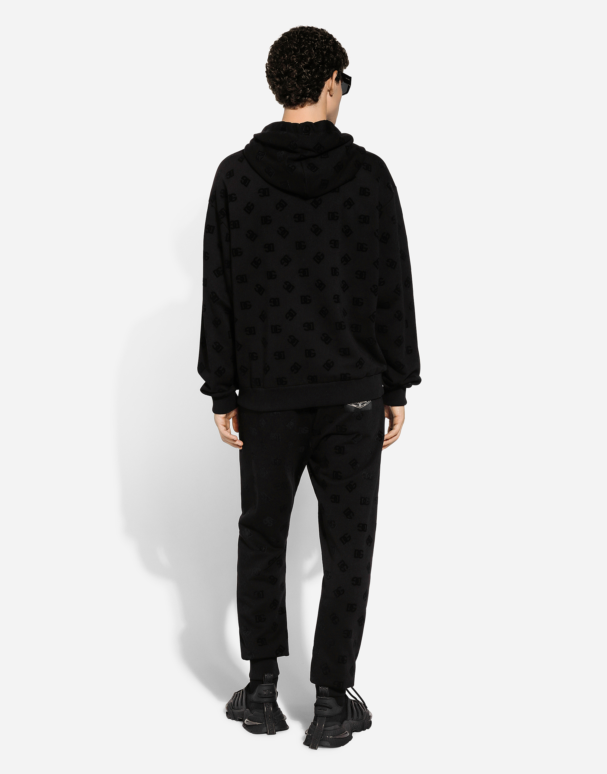 Dolce & Gabbana Monogram-embossed Cotton Track Pants In ブラック