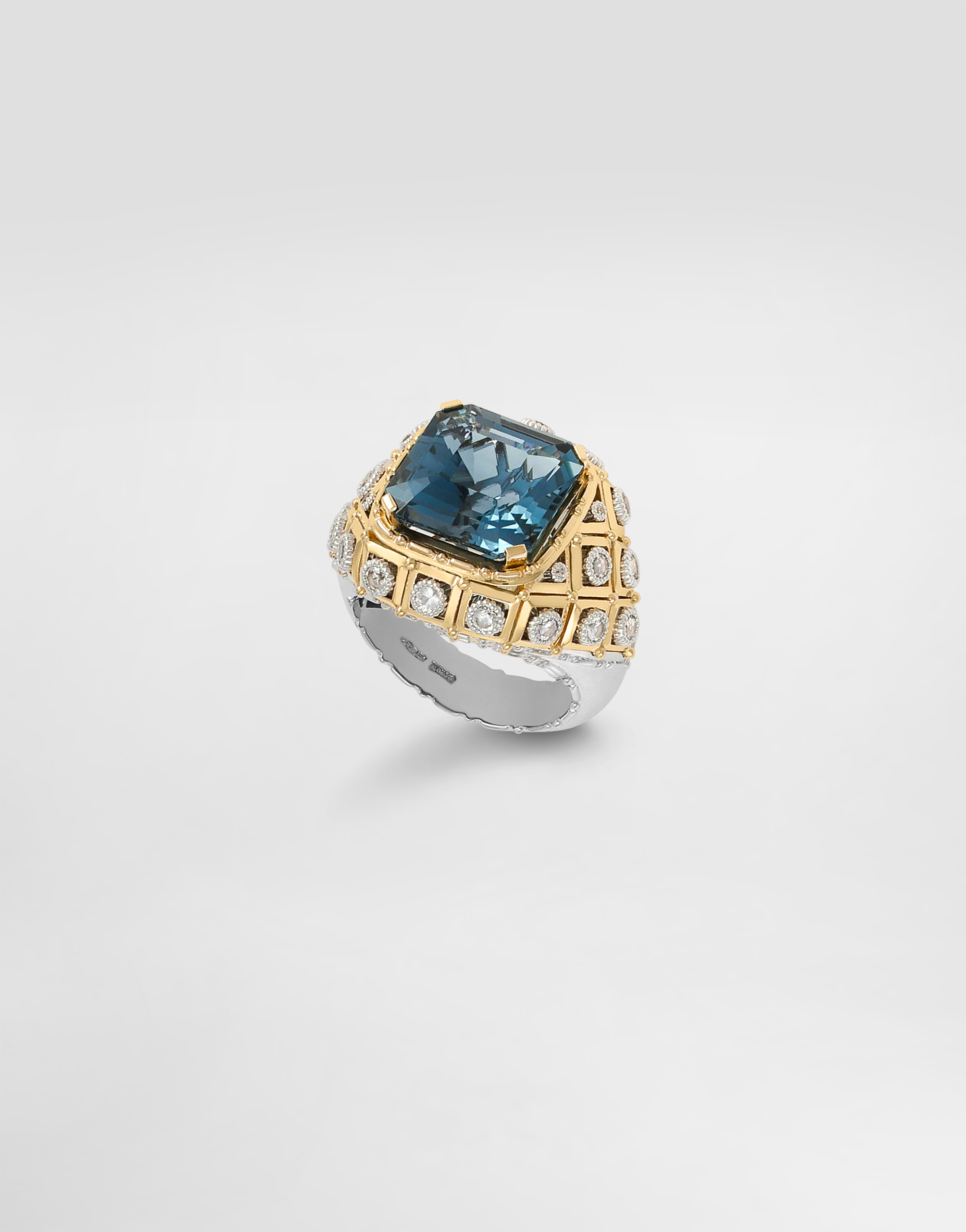  Dolce & Gabbana Eleganza Ring 18-carat White And Yellow Gold, Topazes, And Sapphires - Woman Rings Gold 70 