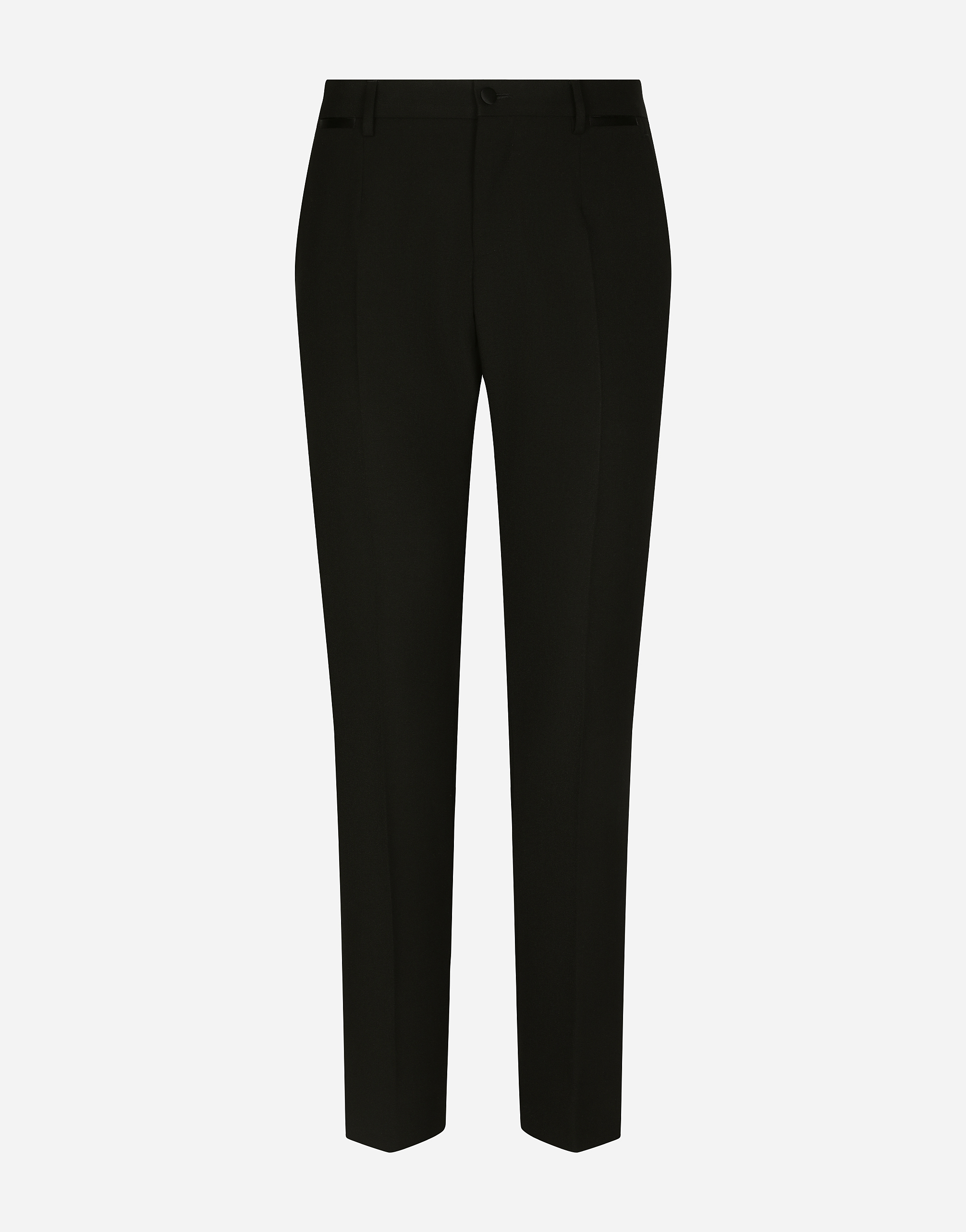 Dolce & Gabbana Tailored Stretch Wool Tuxedo Trousers In Black