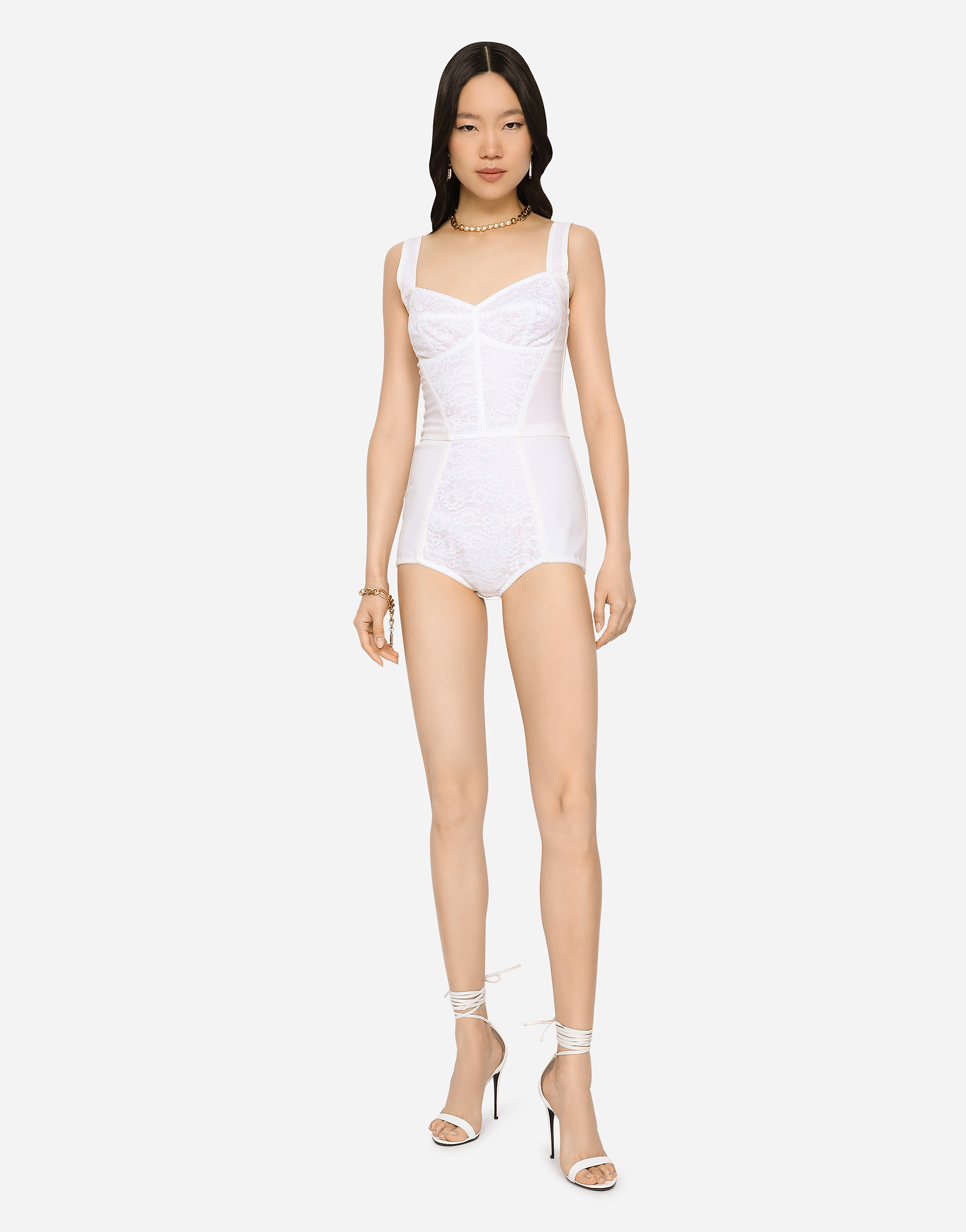 Shop Dolce & Gabbana Corset Bodysuit In White