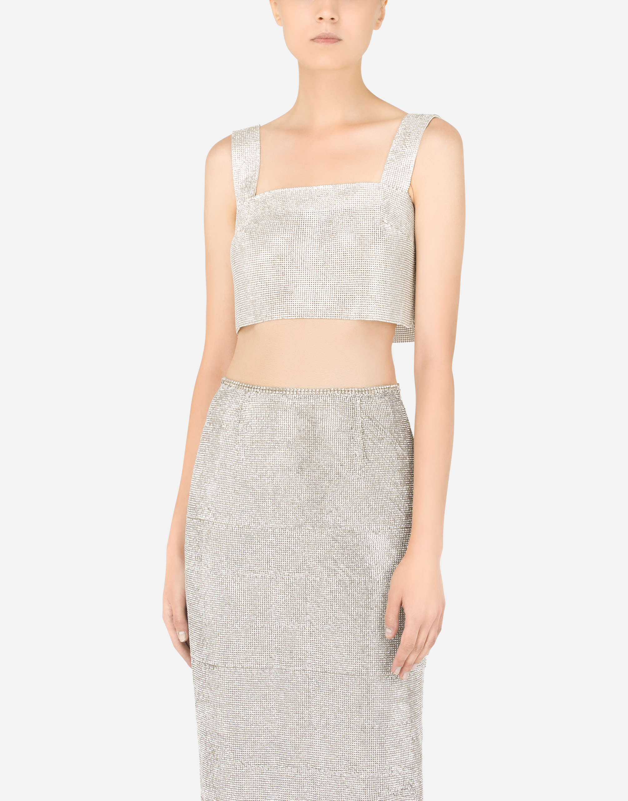Dolce & Gabbana Crystal-embellished Cropped Top In Multicolor