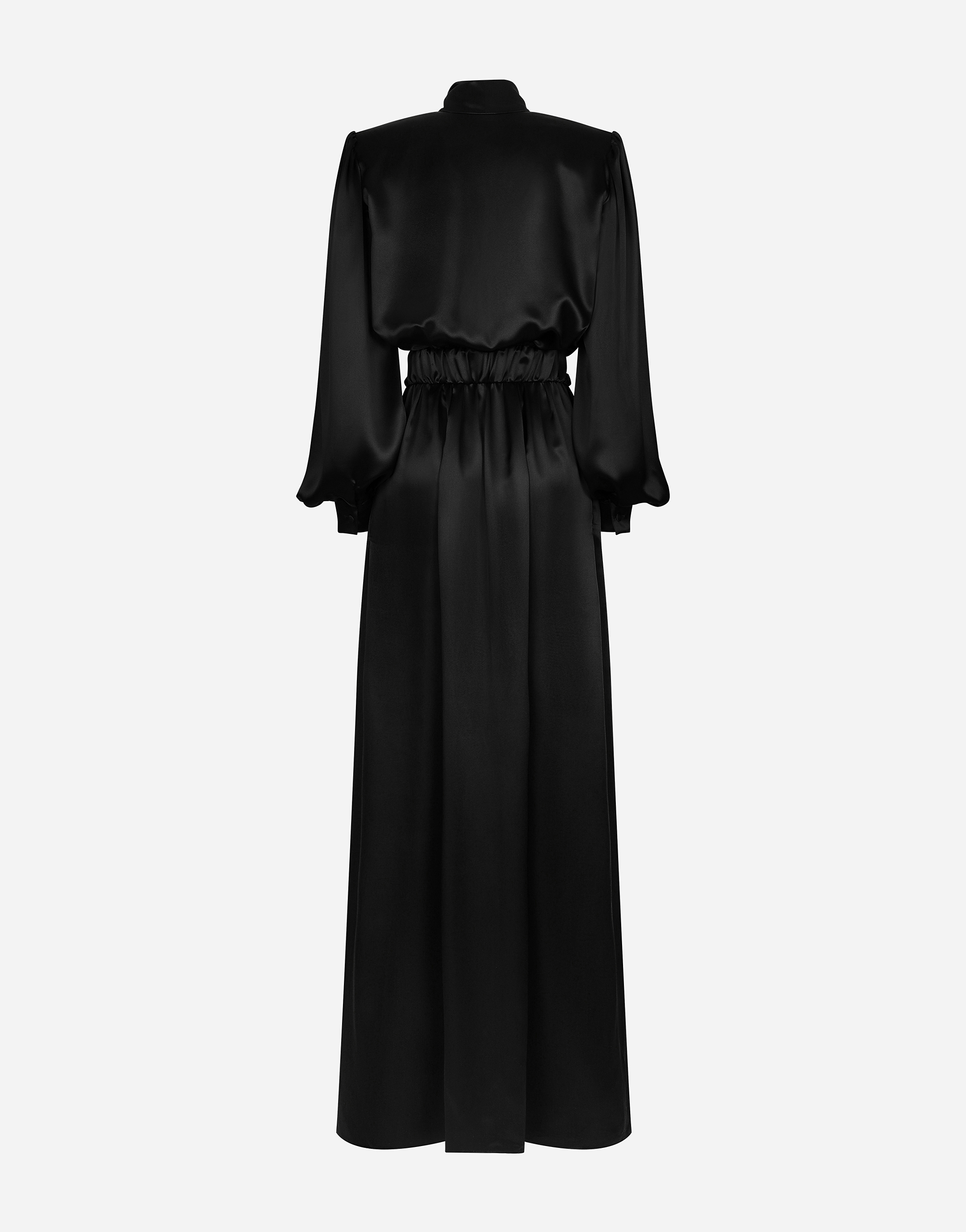 Dolce & Gabbana Silk Satin Long Dress In Black
