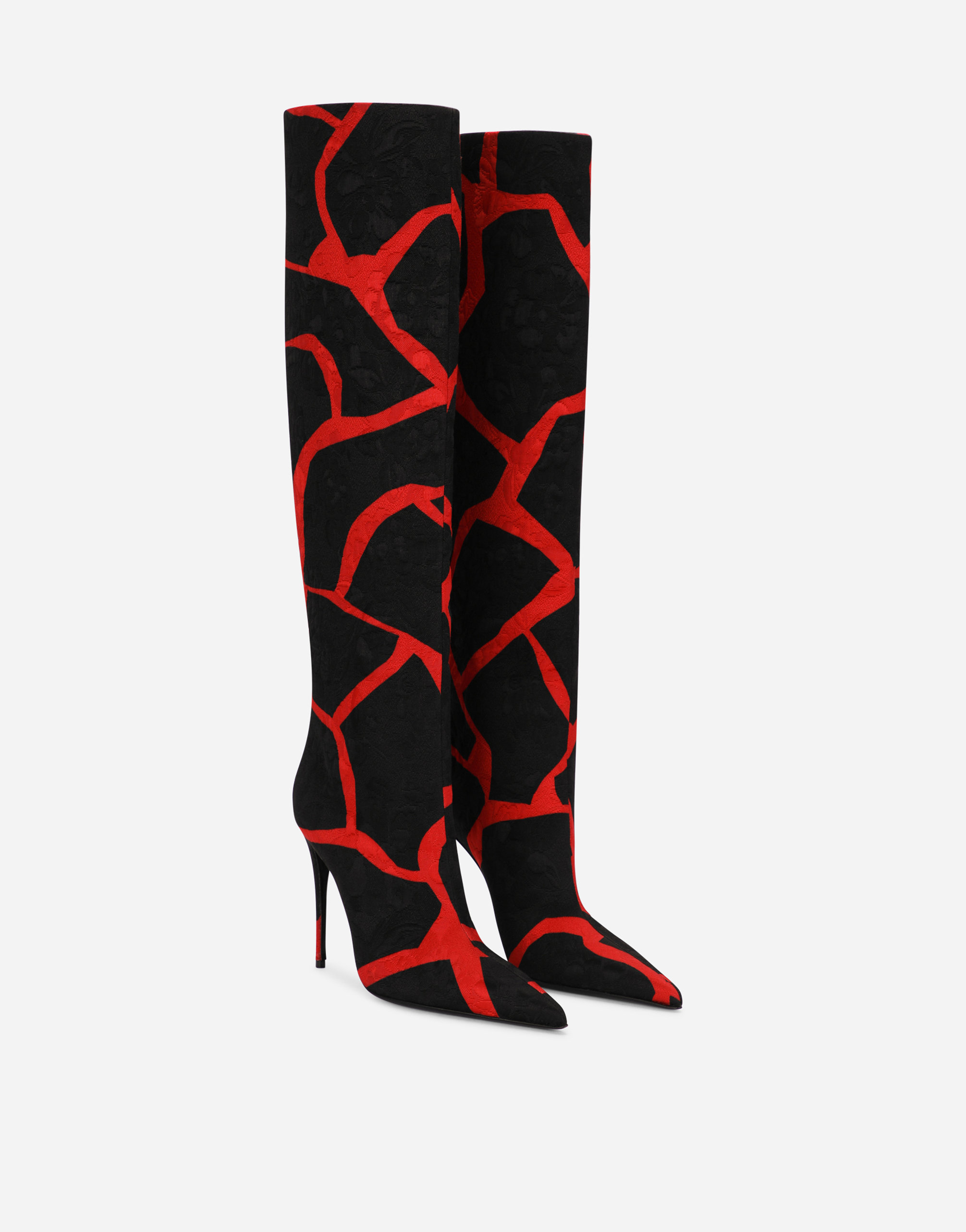 DOLCE & GABBANA GIRAFFE-PRINT BROCADE BOOTS