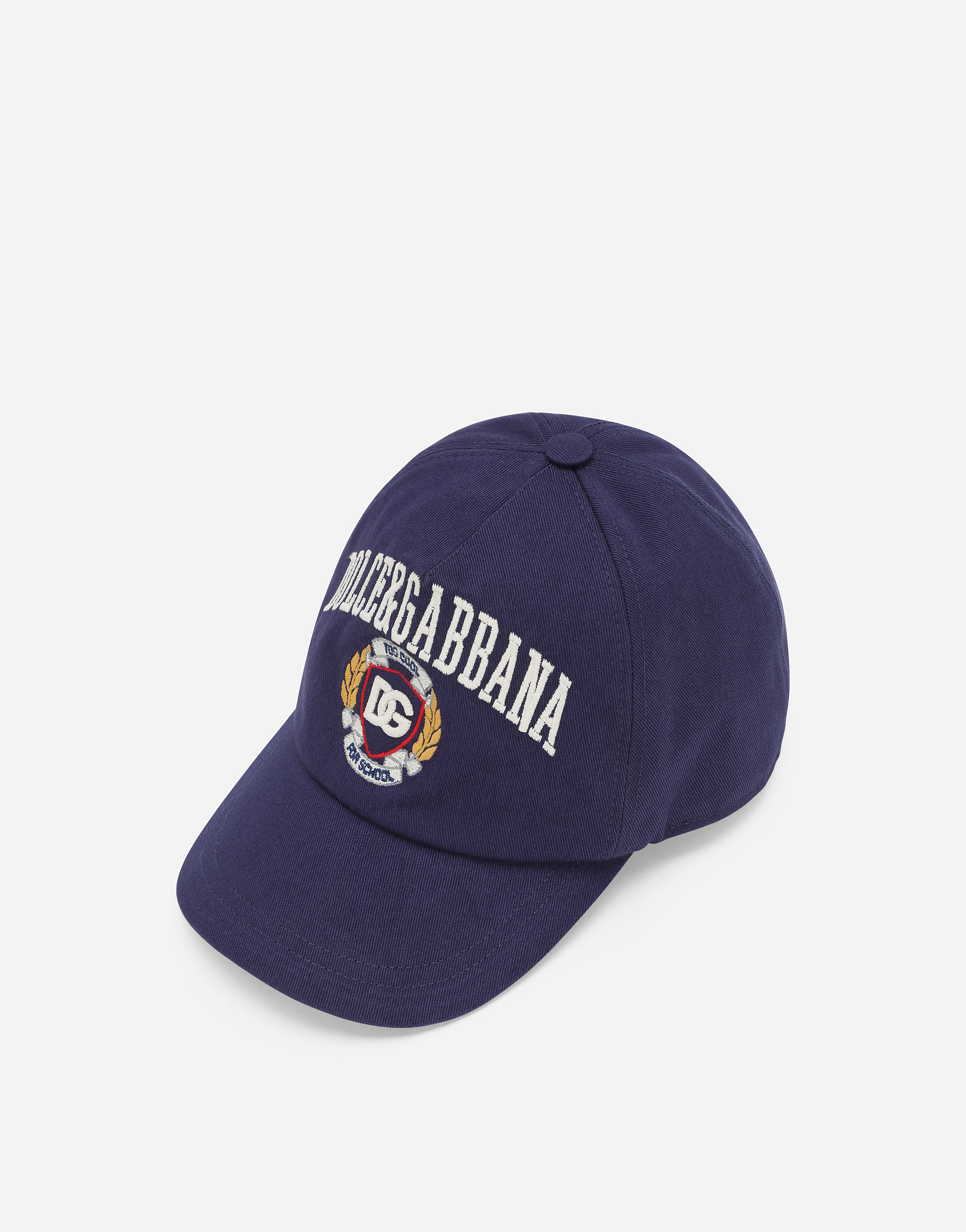 Dolce & Gabbana Twill Baseball Cap With Dolce&gabbana Logo In Blue