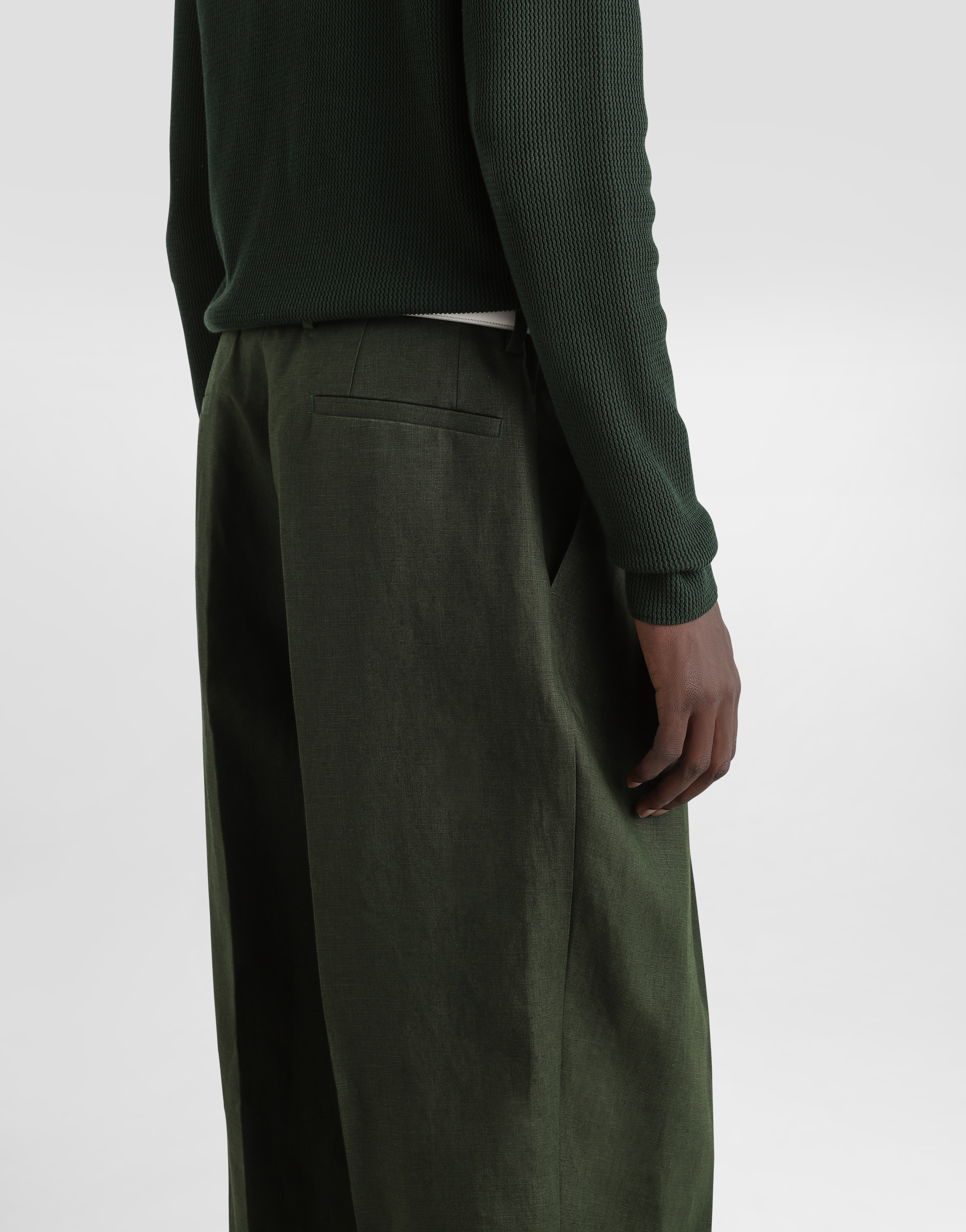 Dolce & Gabbana Linen Fabric Pants In Green