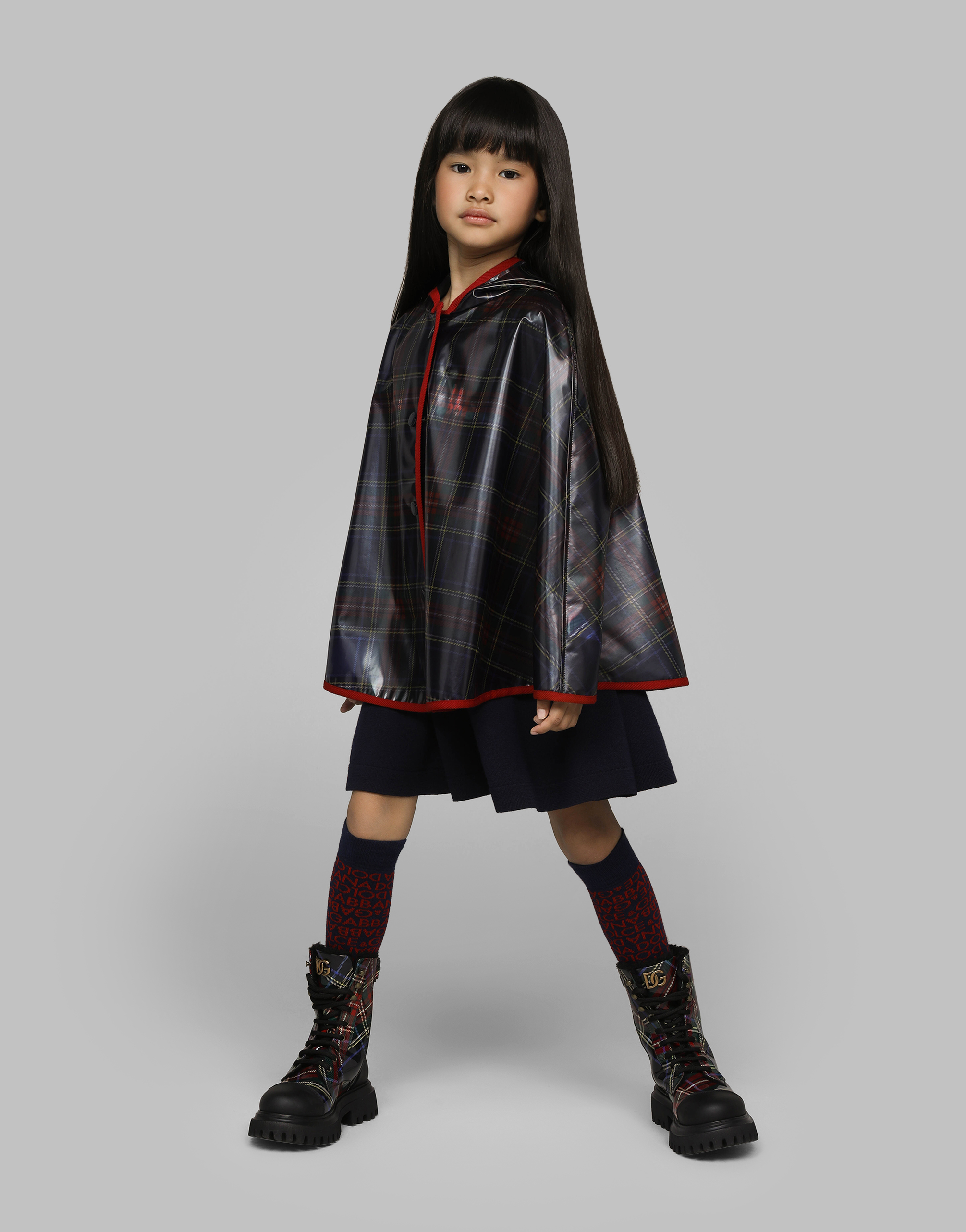 PVC cape with tartan print