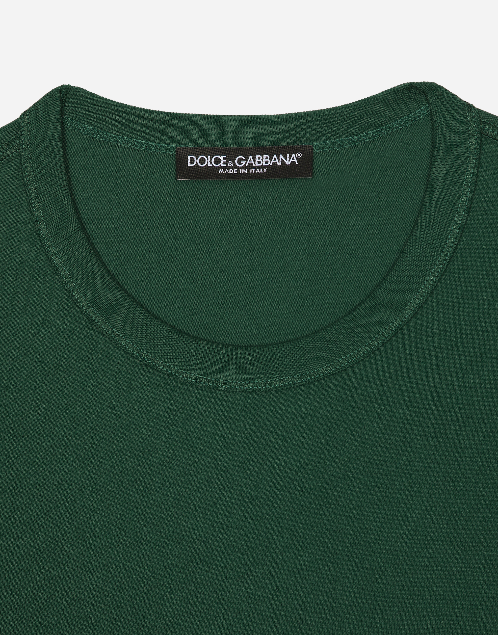 Dolce & Gabbana T-shirt Cotone Con Placca Logata In Multicolor