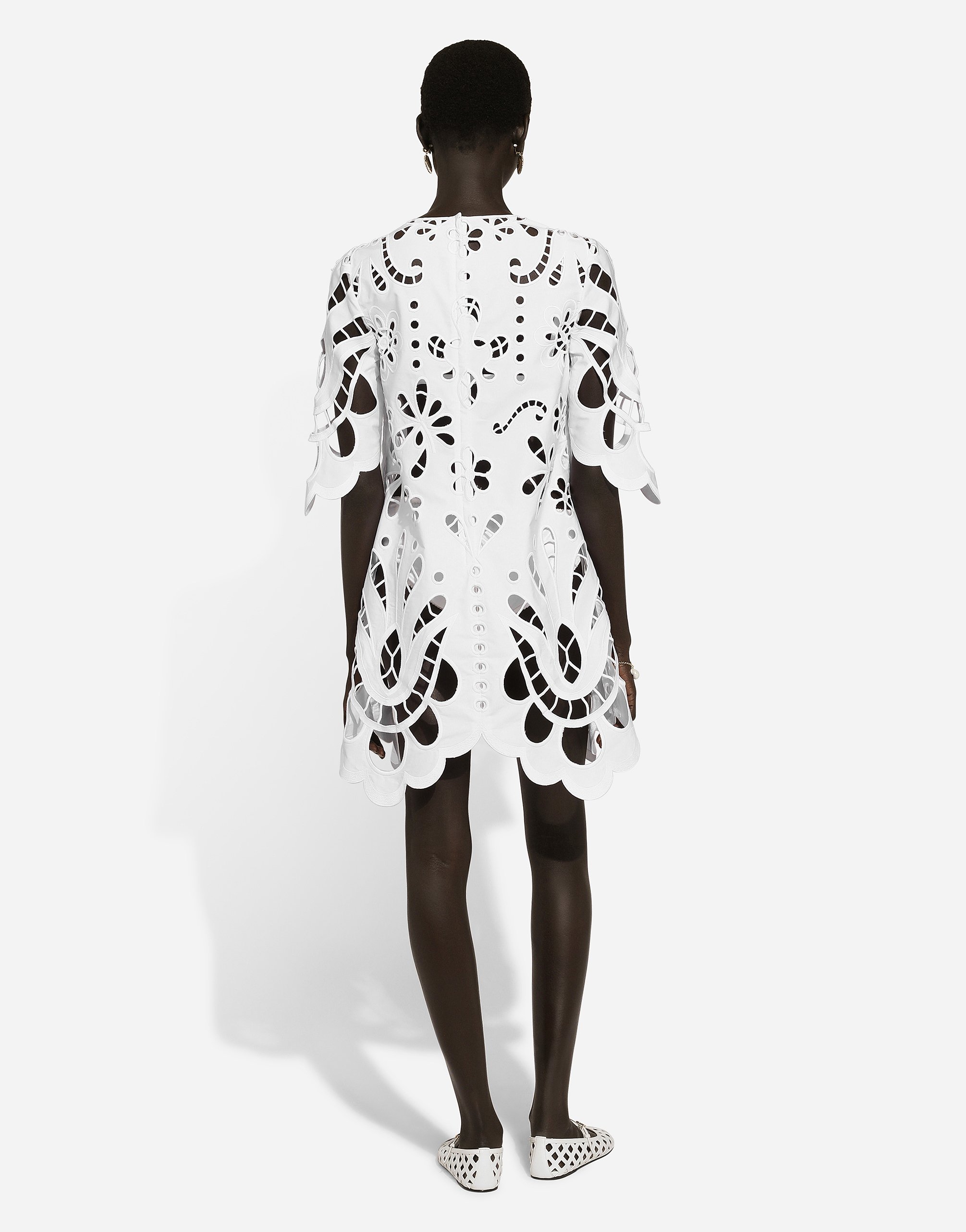 Dolce & Gabbana Cotton Midi Dress With Cut-out Detailing In ホワイト