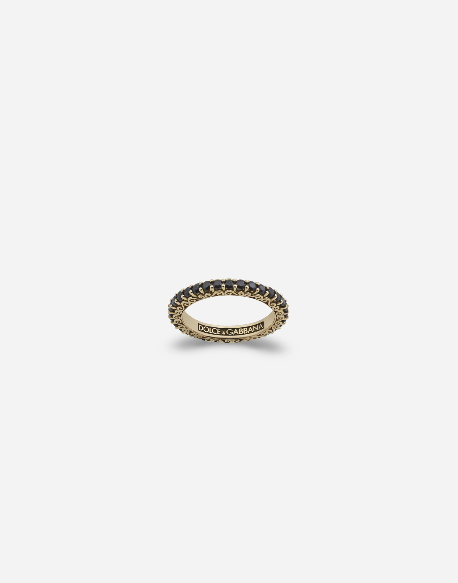 Dolce & Gabbana Yellow Gold Family Ring With Black Sapphires - Woman Rings Gold