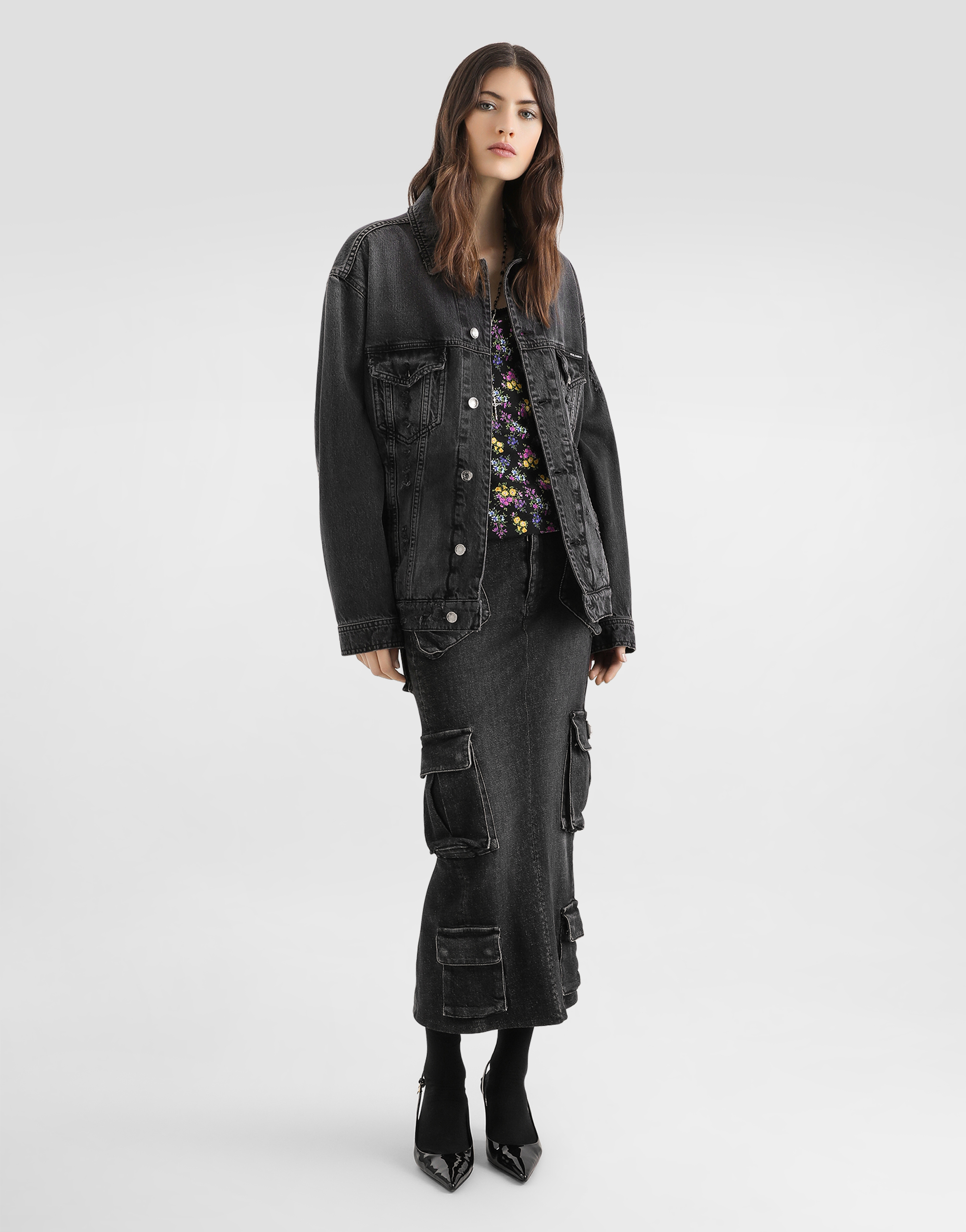 Dolce & Gabbana Buttoned Denim Jacket In Black