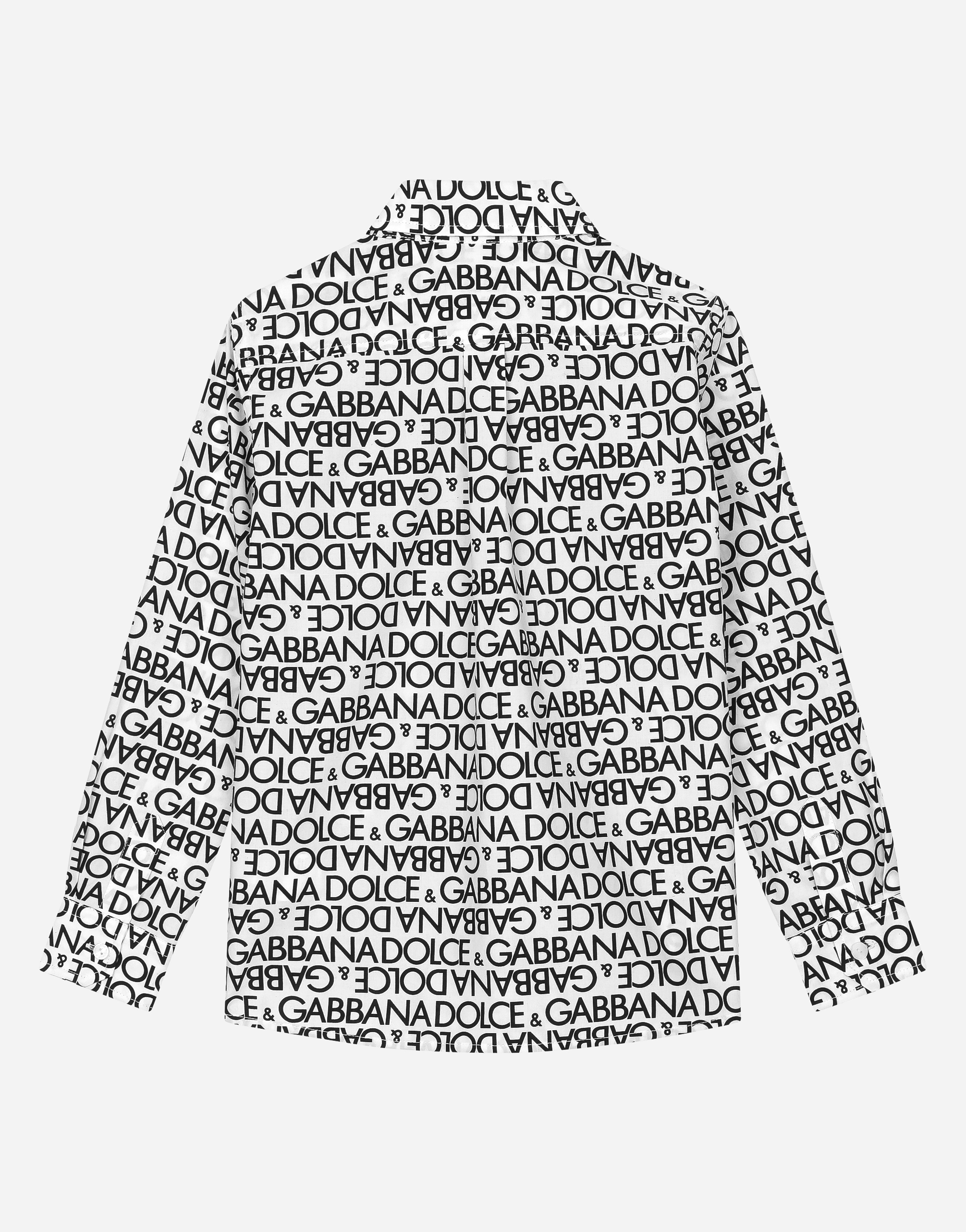 DOLCE & GABBANA POPLIN SHIRT WITH ALL-OVER DG LOGO PRINT