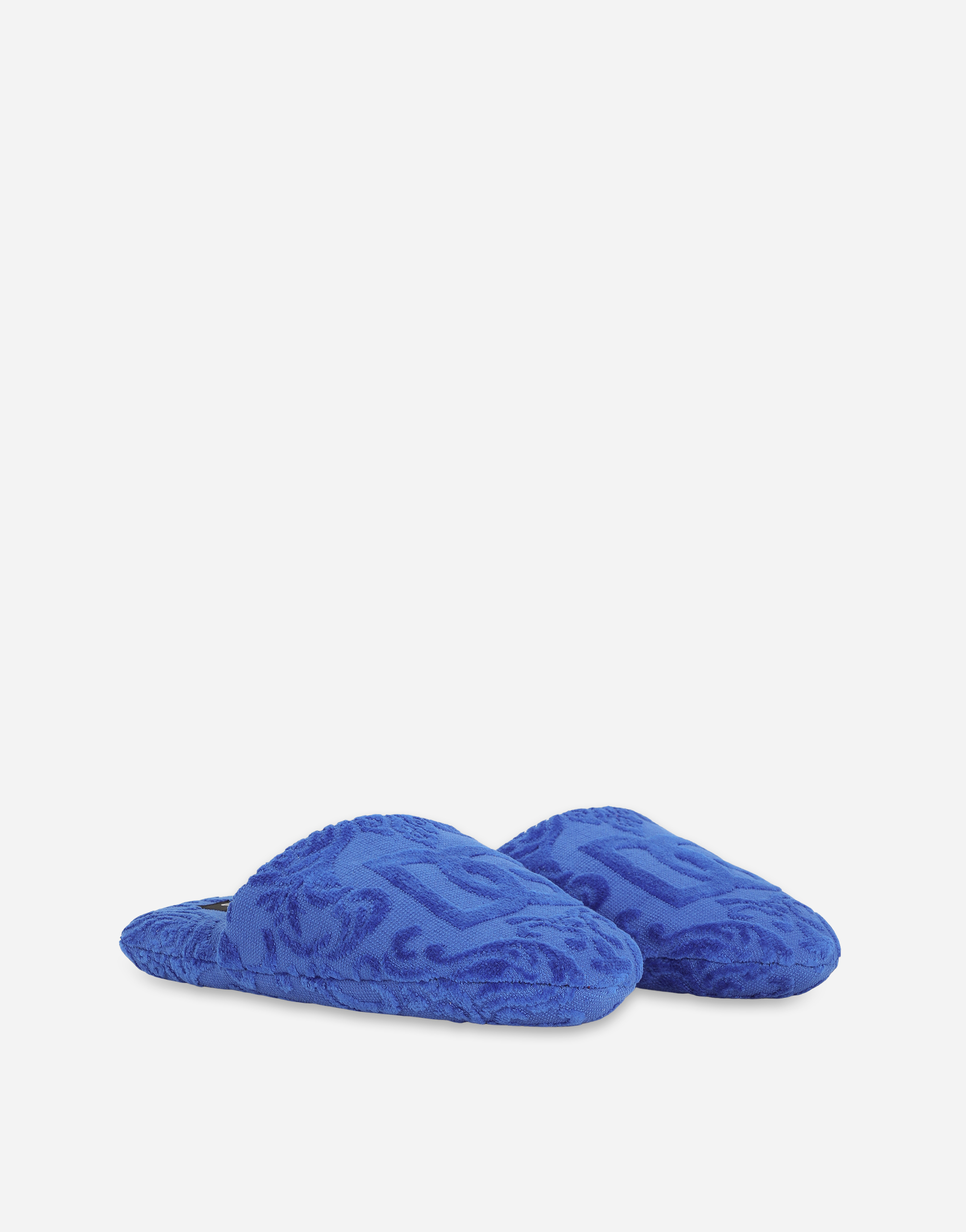 Dolce & Gabbana Jacquard Cotton Terry Slippers In Multicolor