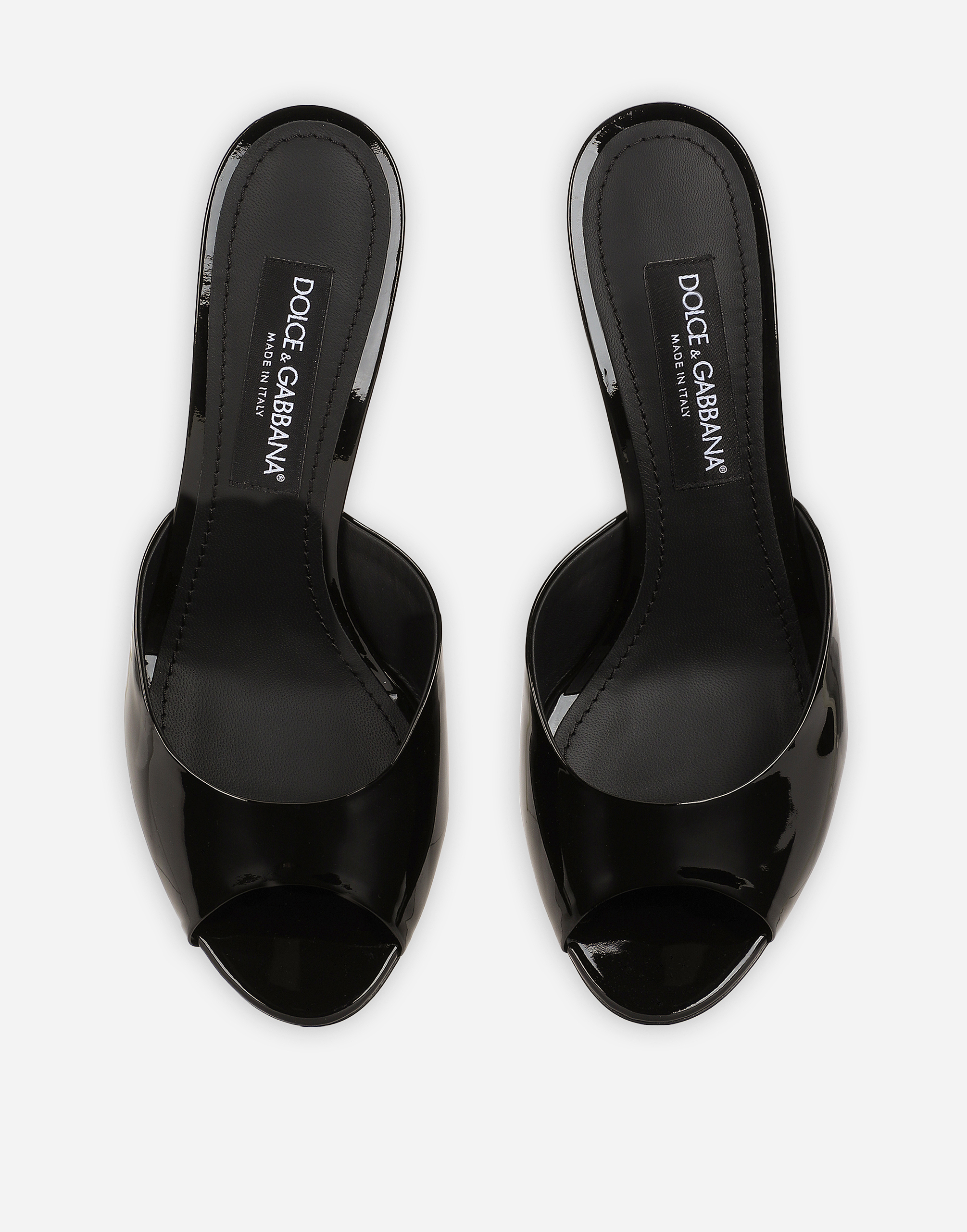 Dolce & Gabbana Logo-plaque Open-toe Mules In Black