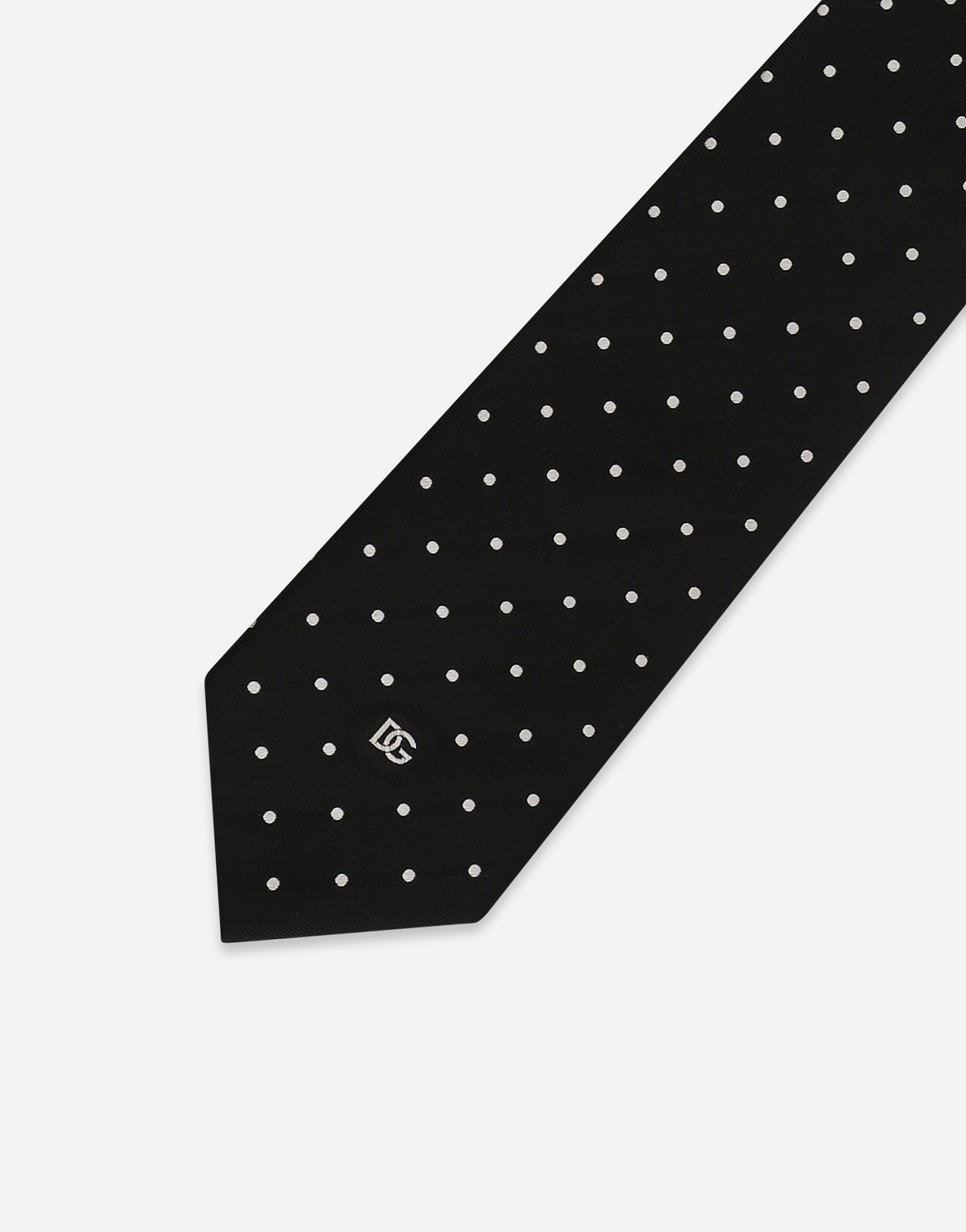  Dolce & Gabbana 8-cm Silk Jacquard Blade Tie With Dg Logo - Man Ties And Pocket Squares Black Silk Onesize 