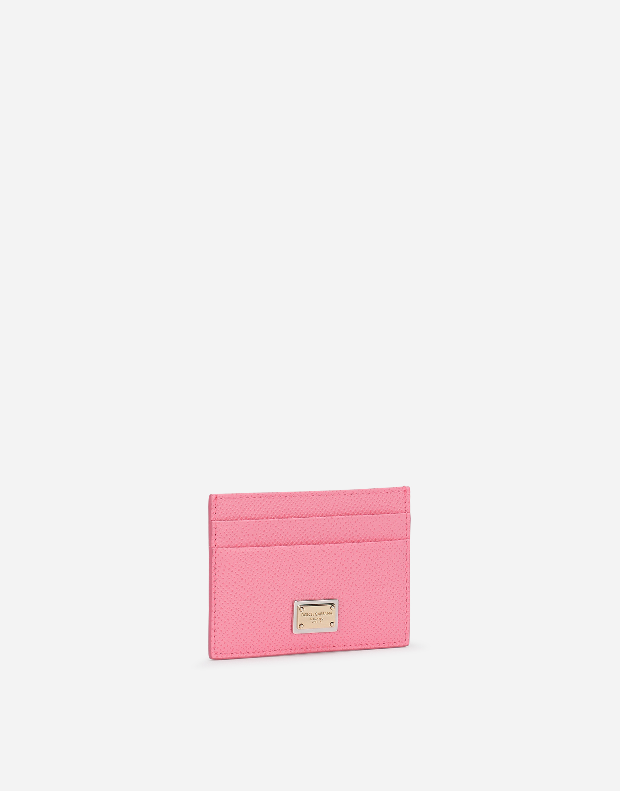 Shop Dolce & Gabbana Dauphine Calfskin Card Holder With Branded Tag In Pink