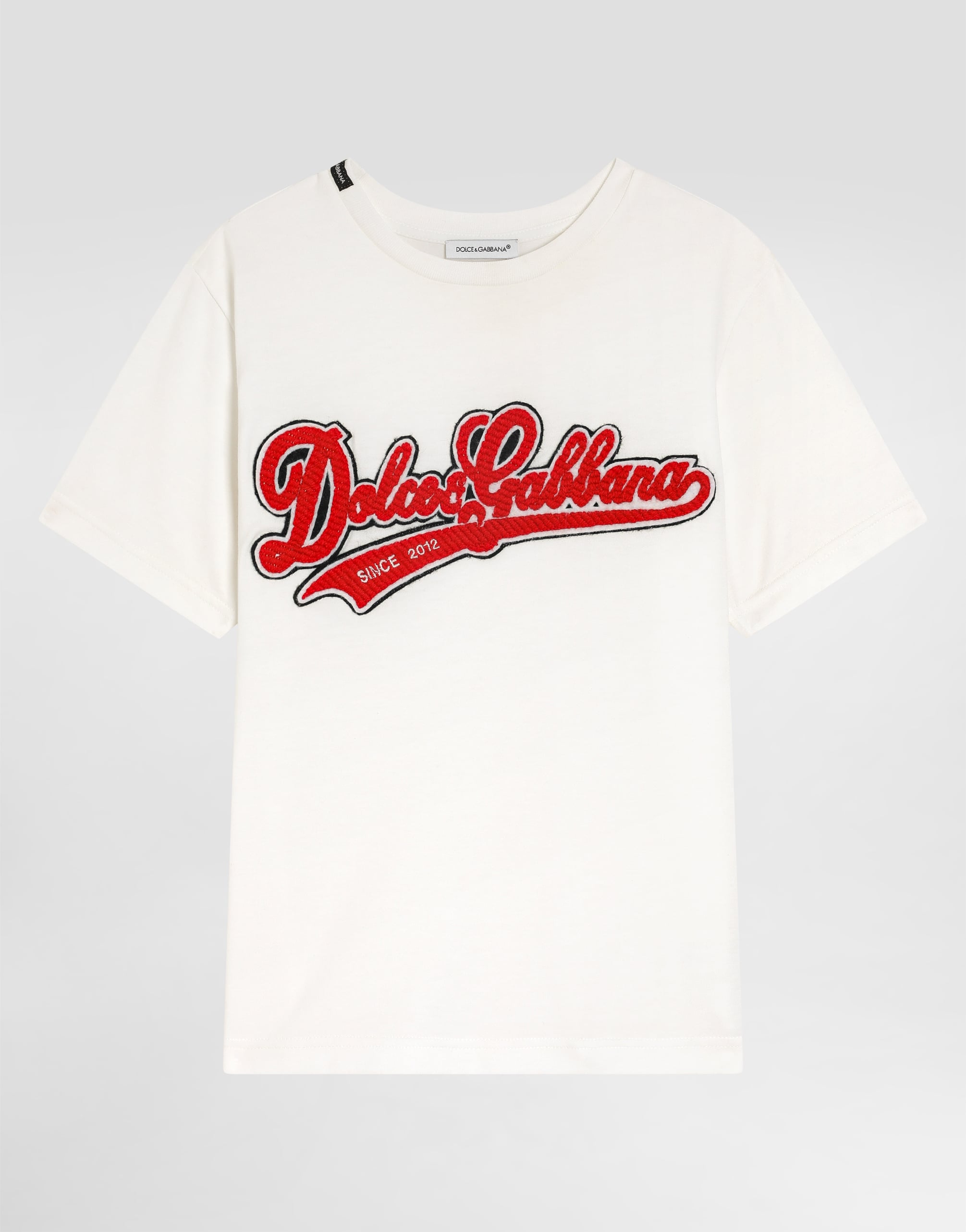 Jersey t-shirt with dolce&gabbana patch in White for Boys