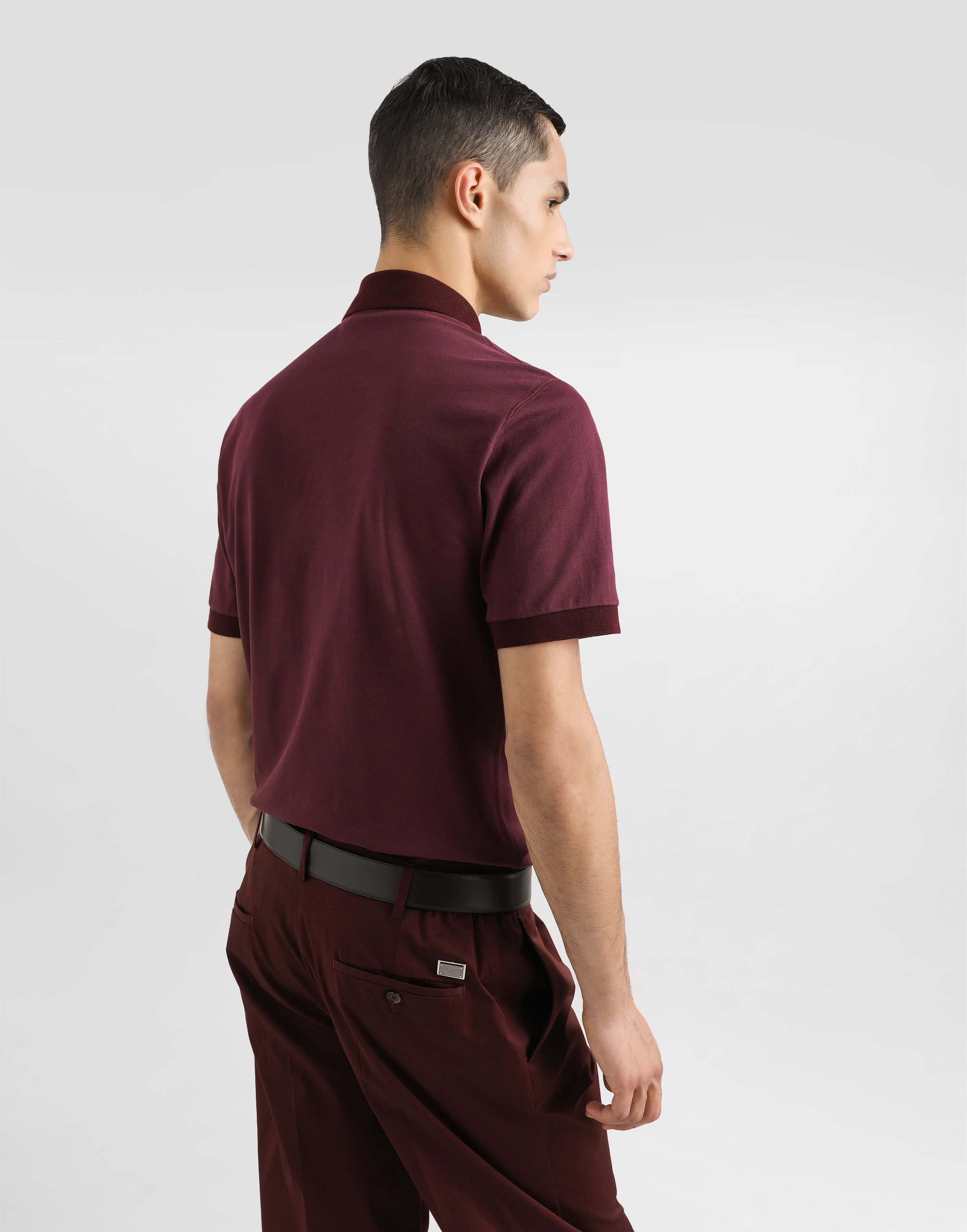 Dolce & Gabbana Cotton Polo-shirt With Logo Tag In Bordeaux
