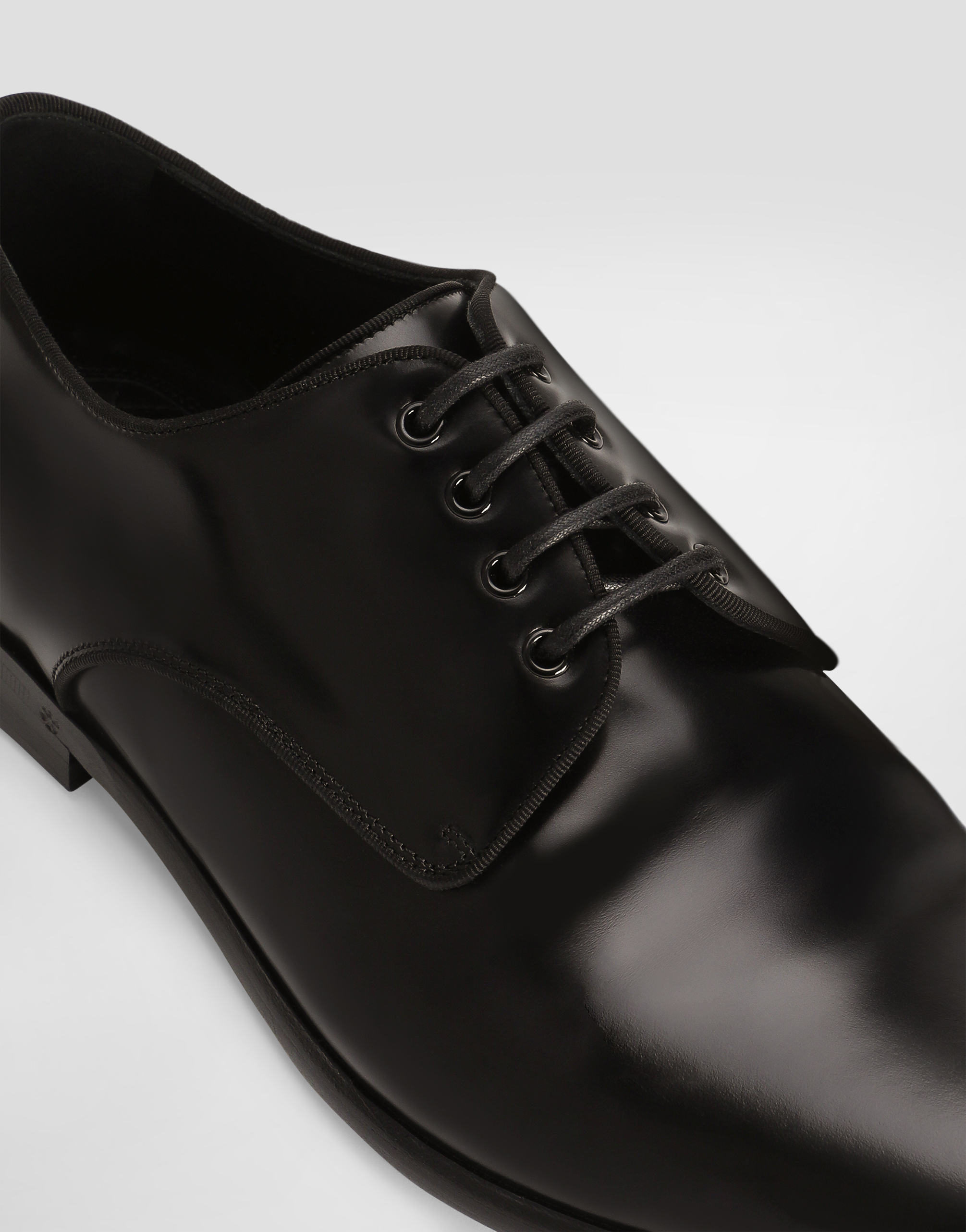 Dolce & Gabbana Calfskin Derby Shoes In Black