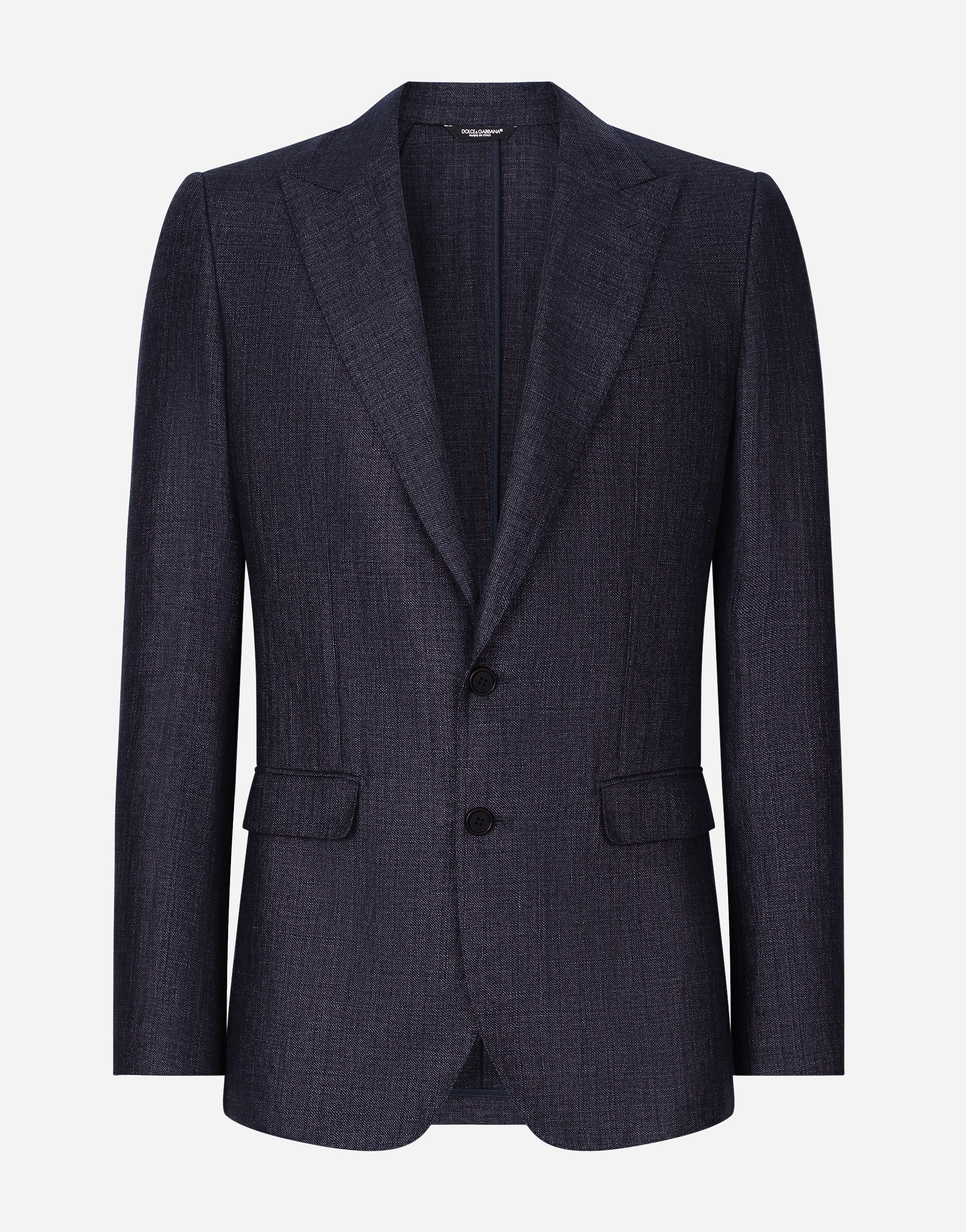 Dolce & Gabbana Single-breasted Linen-blend Taormina-fit Jacket In Blue