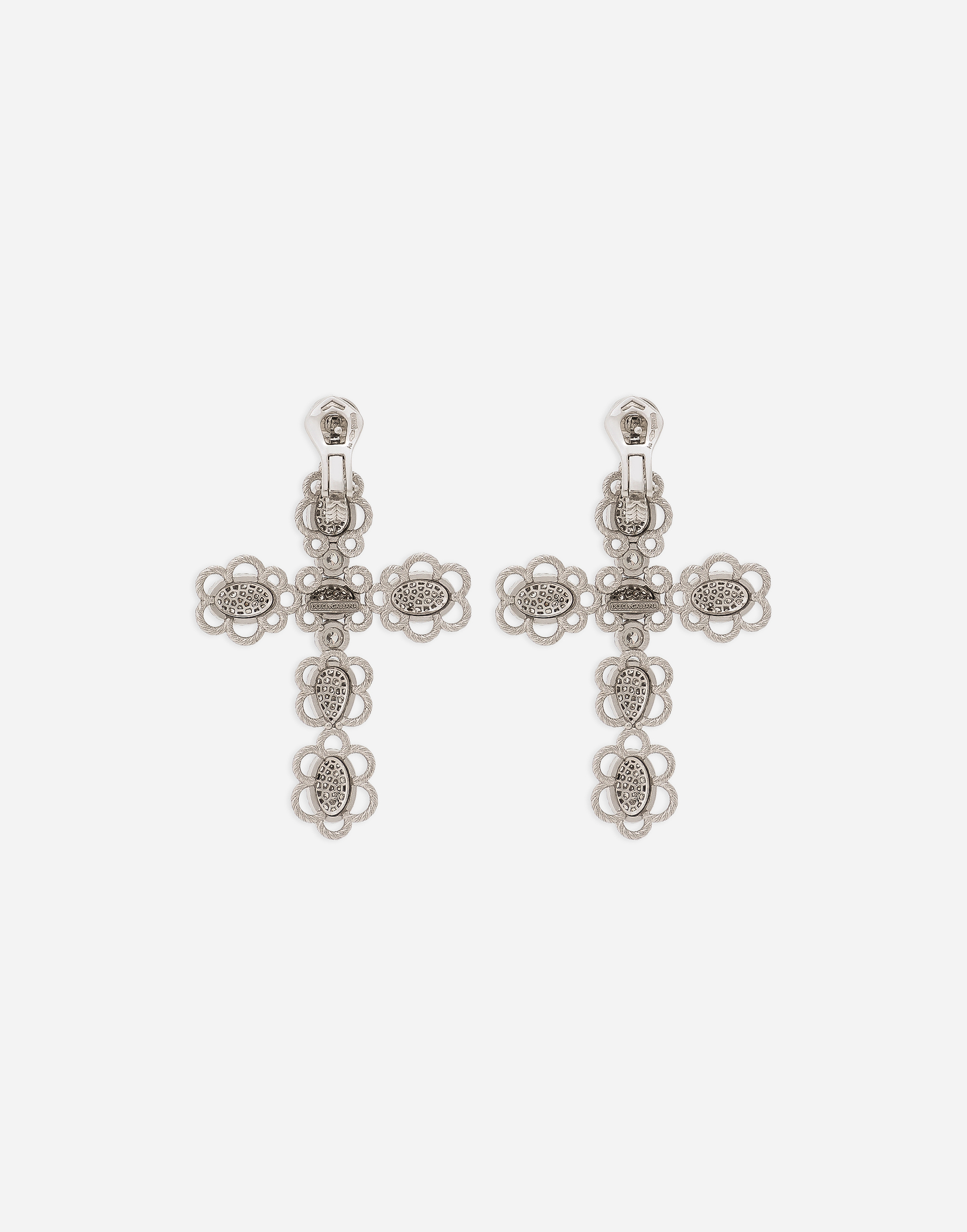Shop Dolce & Gabbana Easy Diamond Earrings In White Gold 18kt And Diamonds Pavé