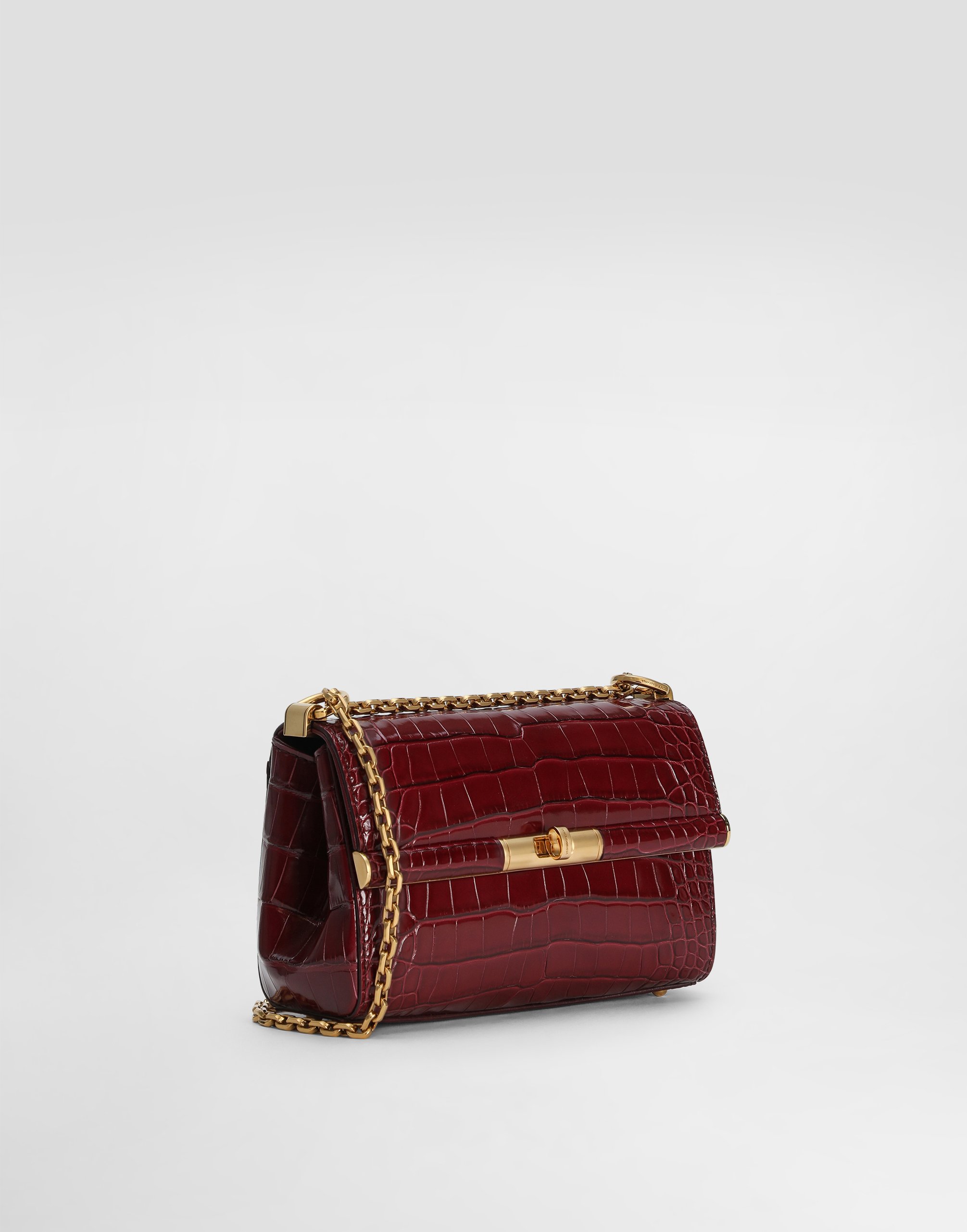 Dolce & Gabbana Marlene City Mini Bag In Polished Alligator In Burgundy