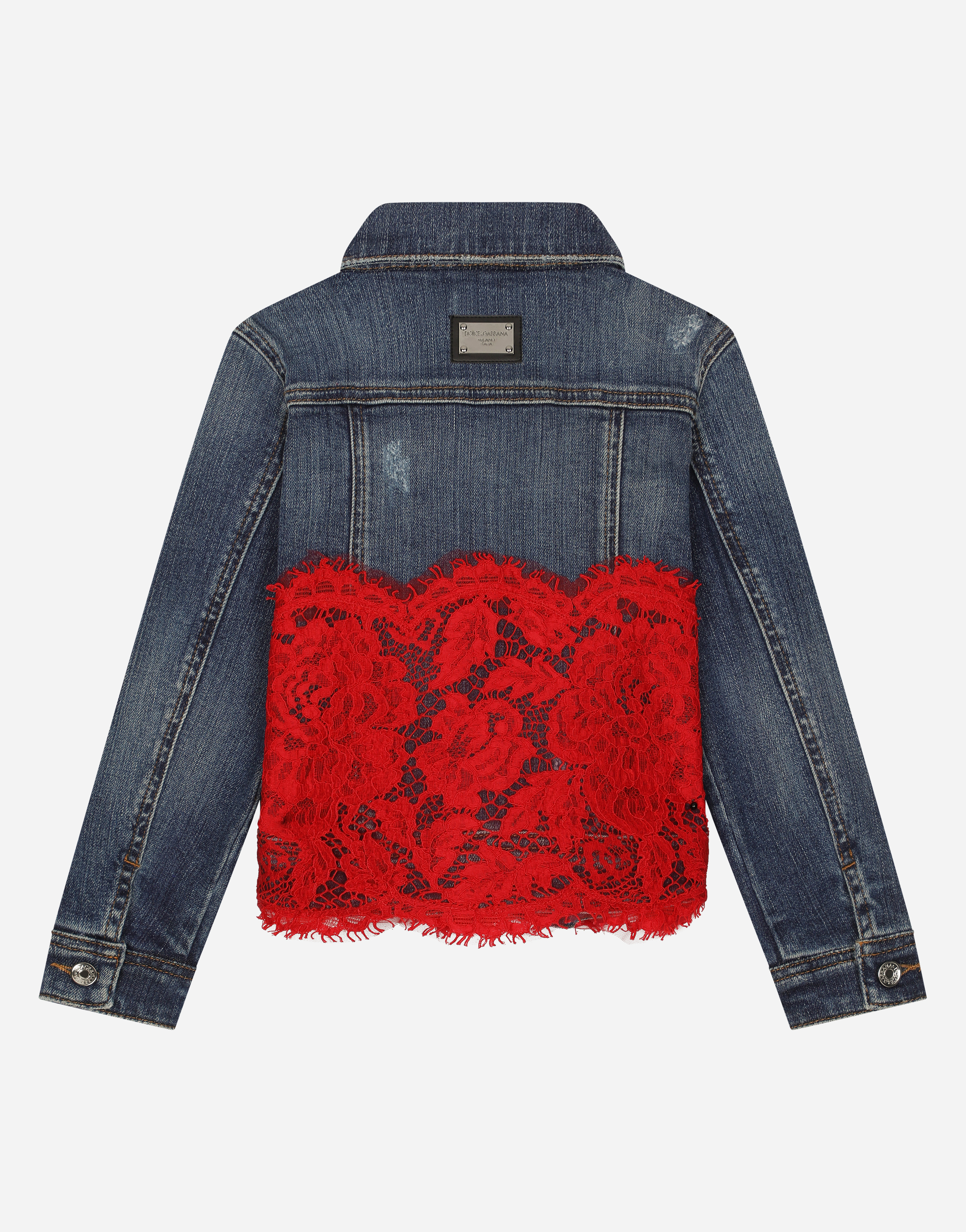 DOLCE & GABBANA DENIM JACKET WITH LACE INSERT