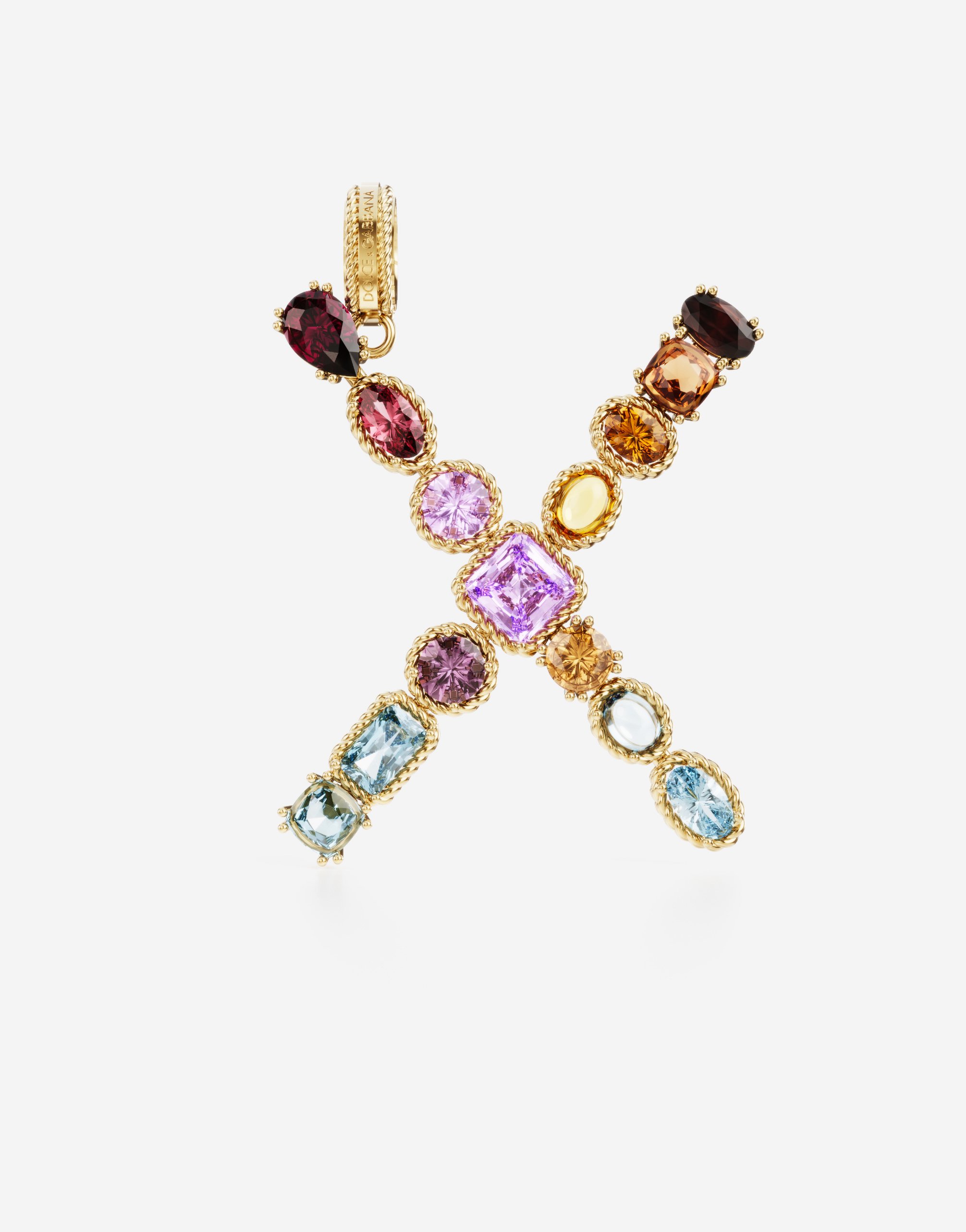 Dolce & Gabbana Rainbow Alphabet X 18 Kt Yellow Gold Charm With Multicolor Fine Gems Gold Female Onesize In Gold