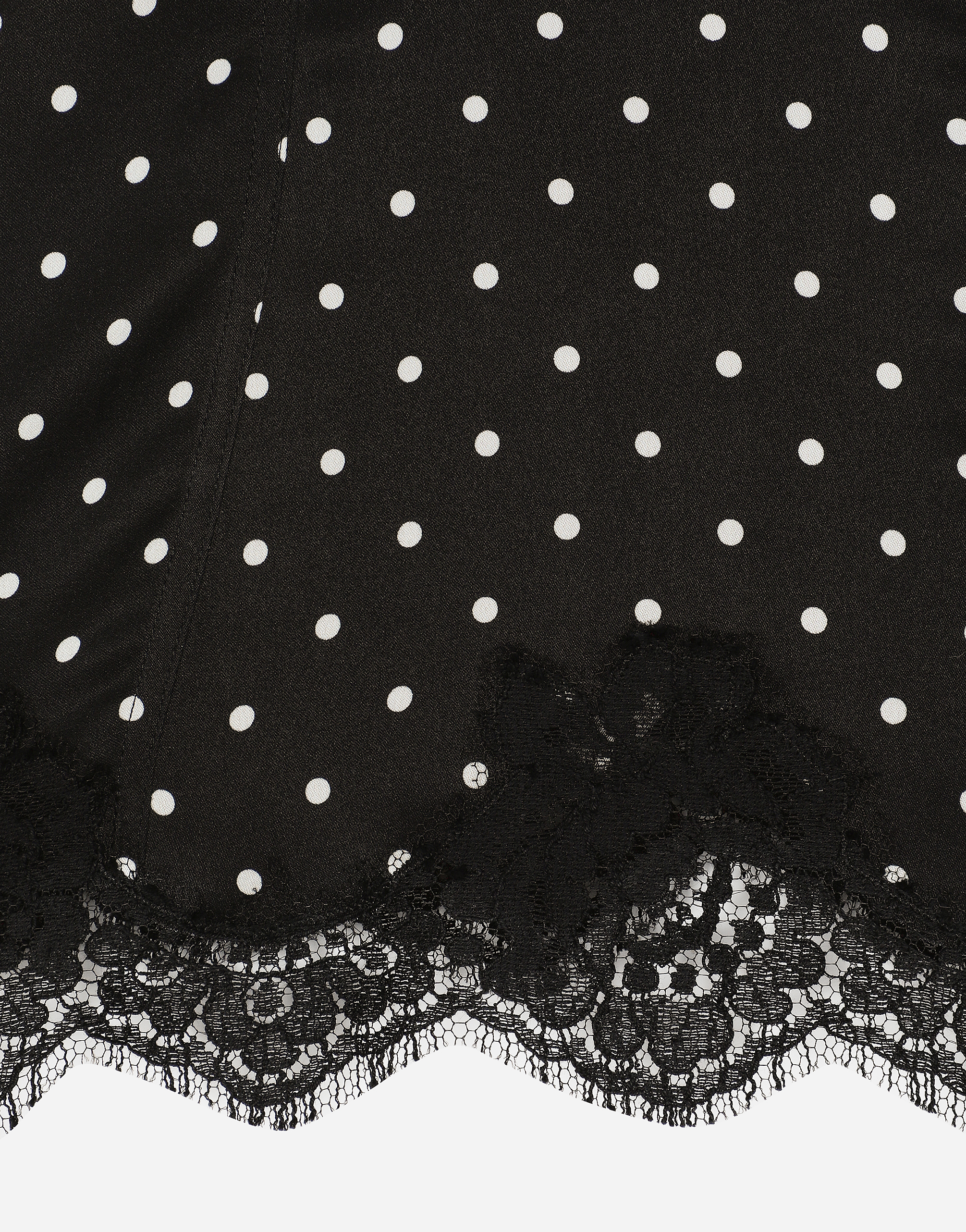 Dolce & Gabbana Silk Lingerie-style Top With Polka-dot Print And Lace Detailing In プリ