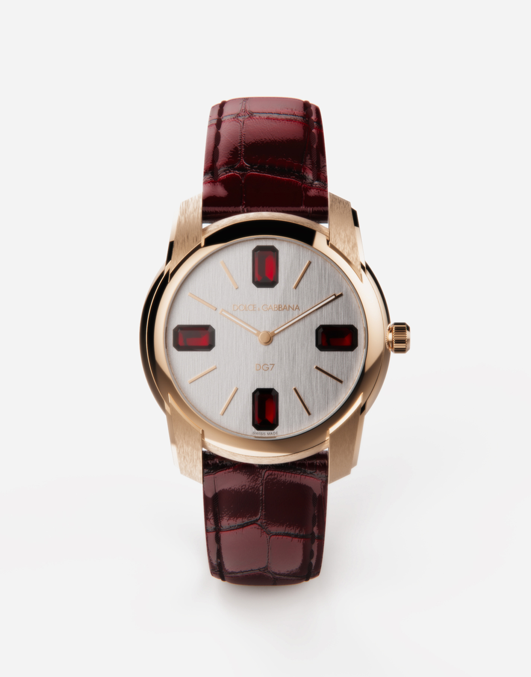 Dolce & Gabbana Gold Watch With Rubies In Burgundy